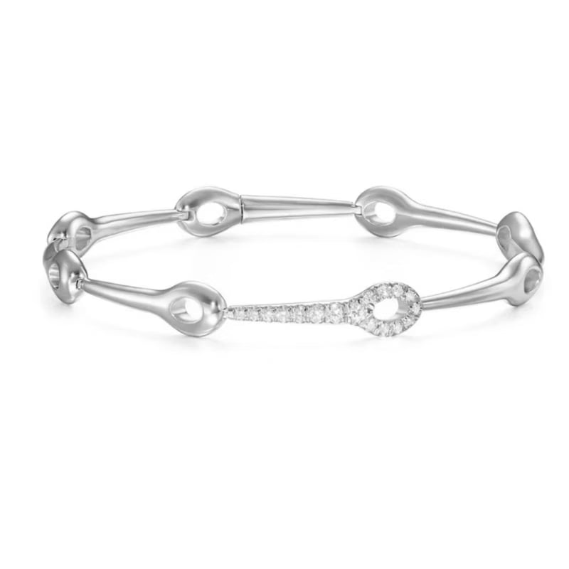 Melissa Kaye 18K White Gold Lola Needle Linked Partial Diamond Bracelet - B2310B
