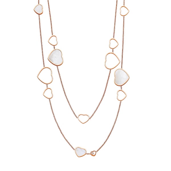 Chopard 18k Rose Gold Happy Hearts Mother of Pearl Necklace - 817482-5301