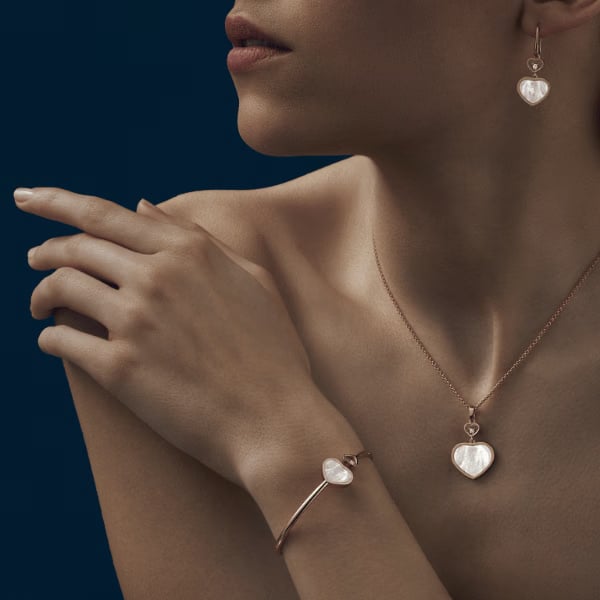 Chopard 18k Rose Gold Happy Hearts Mother-of-Pearl Bangle Bracelet - 857482-5300