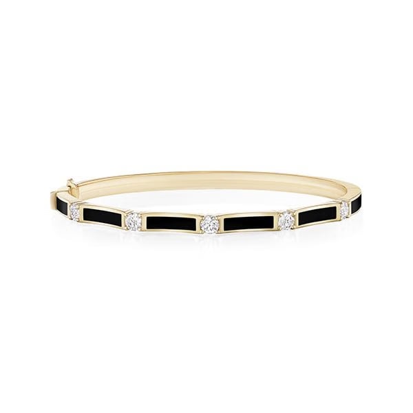 Melissa Kaye 18K Yellow Gold Black Enamel Diamond Bracelet - B2405A