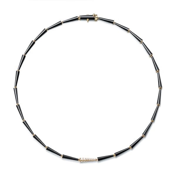 Melissa Kaye 18K Yellow Gold Black Enamel Necklace - N1902A