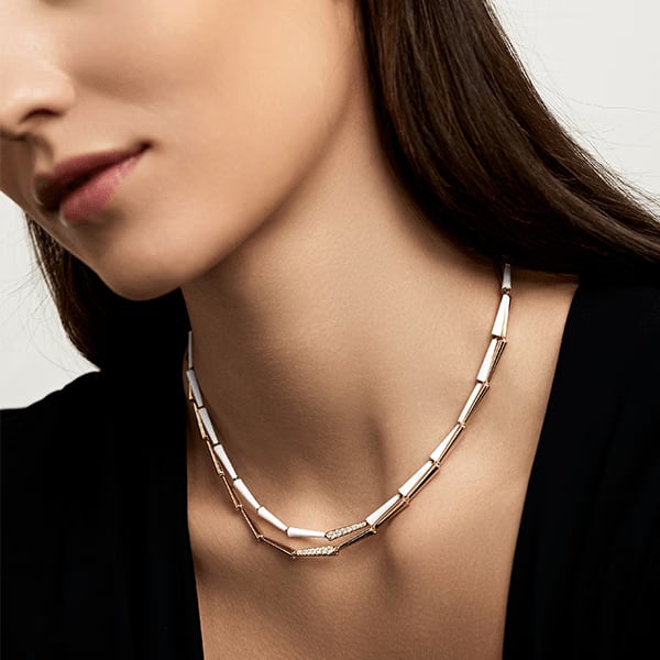 Melissa Kaye 18K Yellow Gold Black Enamel Necklace - N1902A