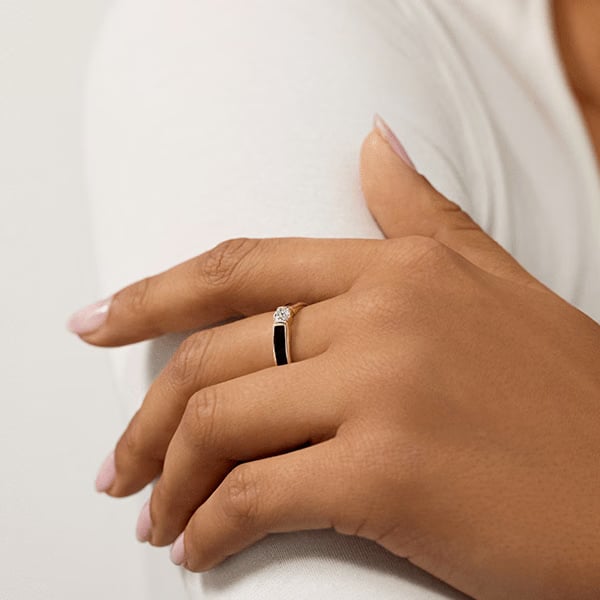 Melissa Kaye 18K Yellow Gold White Enamel Ring - R2403B