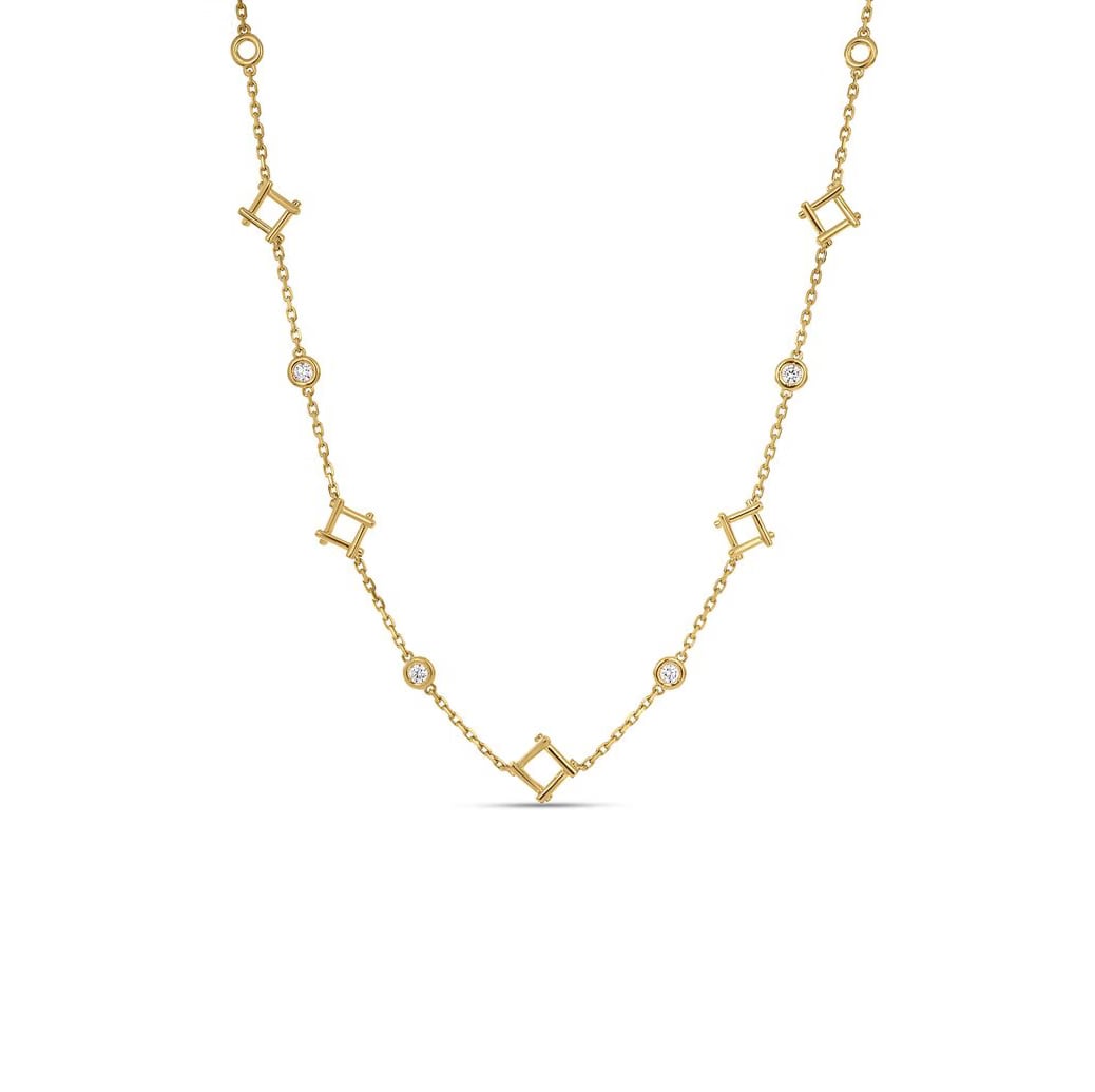 Roberto Coin Domino Alternating Diamond Station Necklace