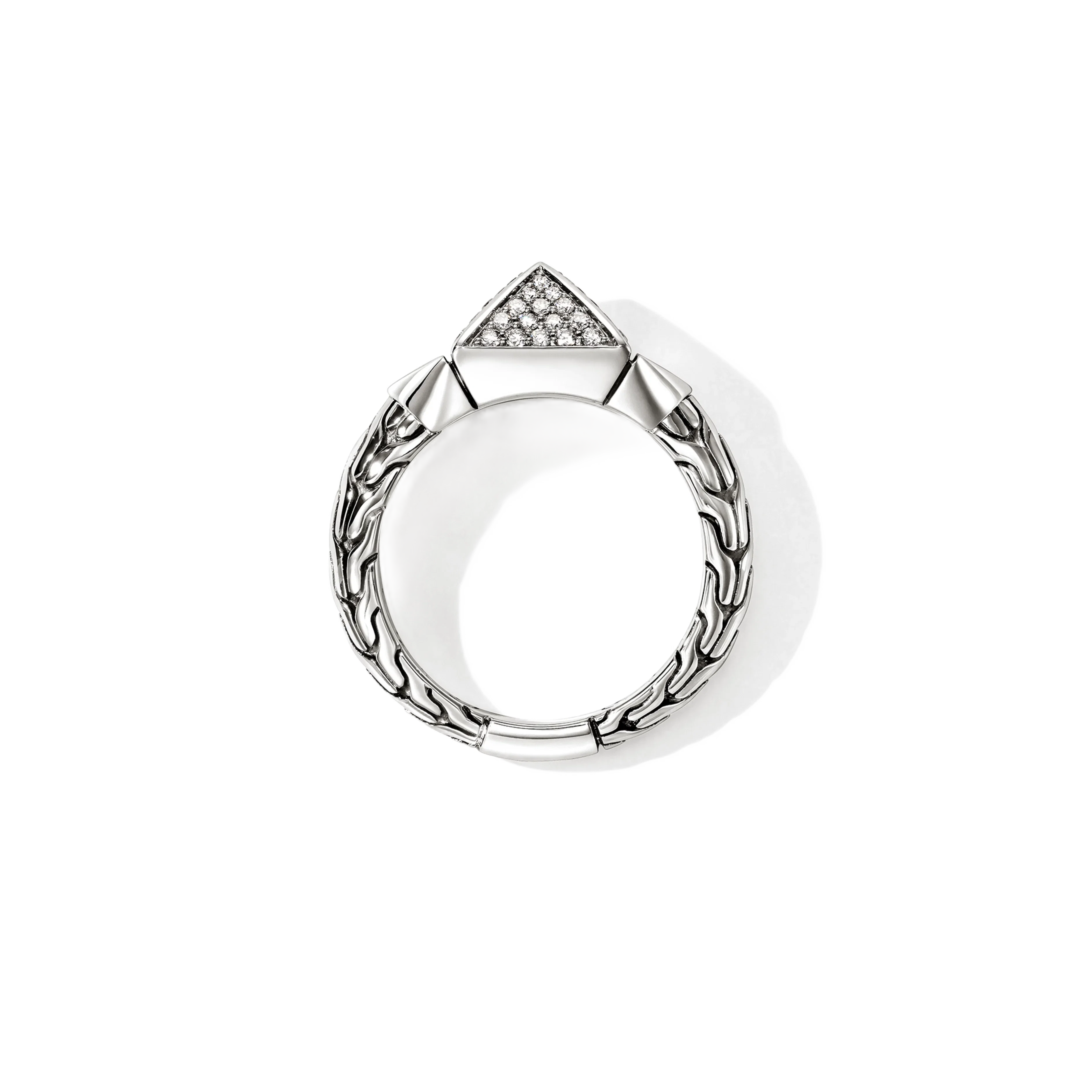 John Hardy Icon Stud Sterling Silver Pyramidal Diamond Ring, 9mm