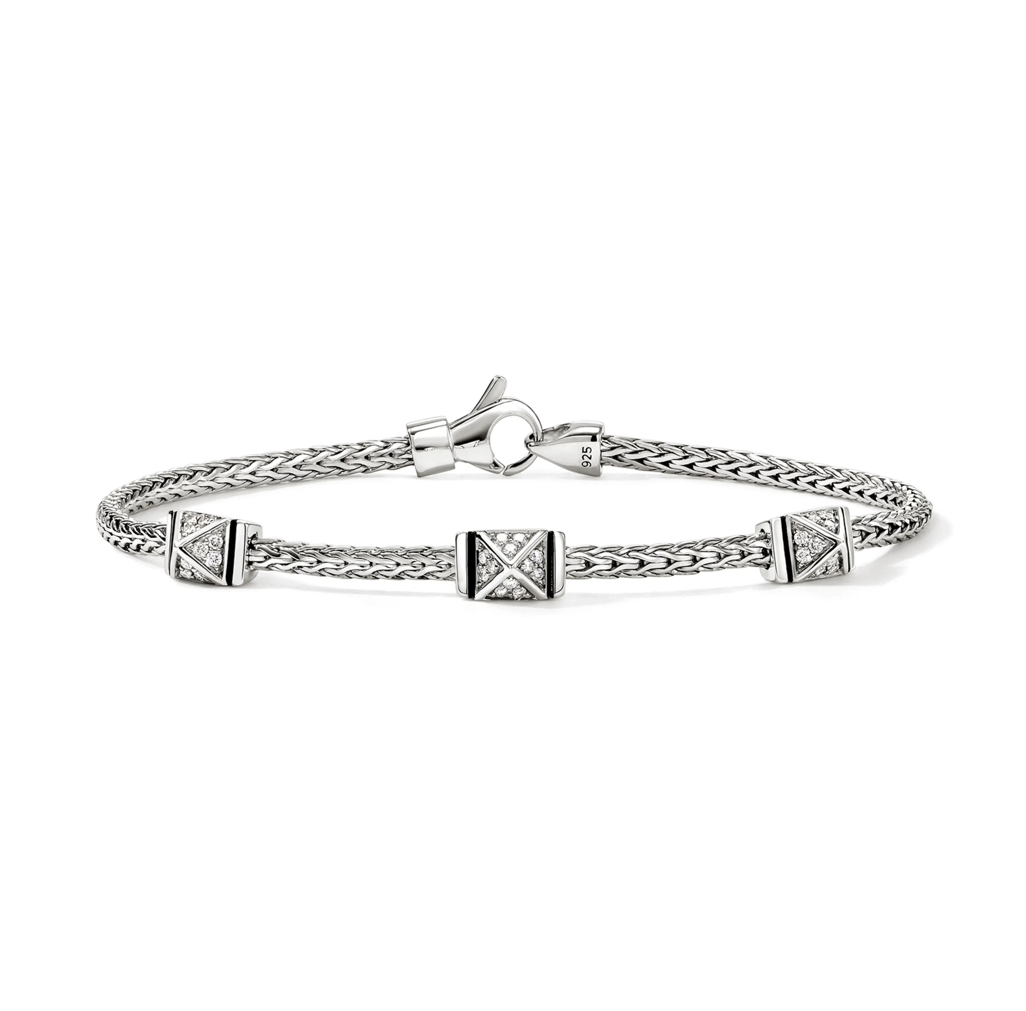 John Hardy Icon Stud Sterling Silver Diamond Chain Bracelet
