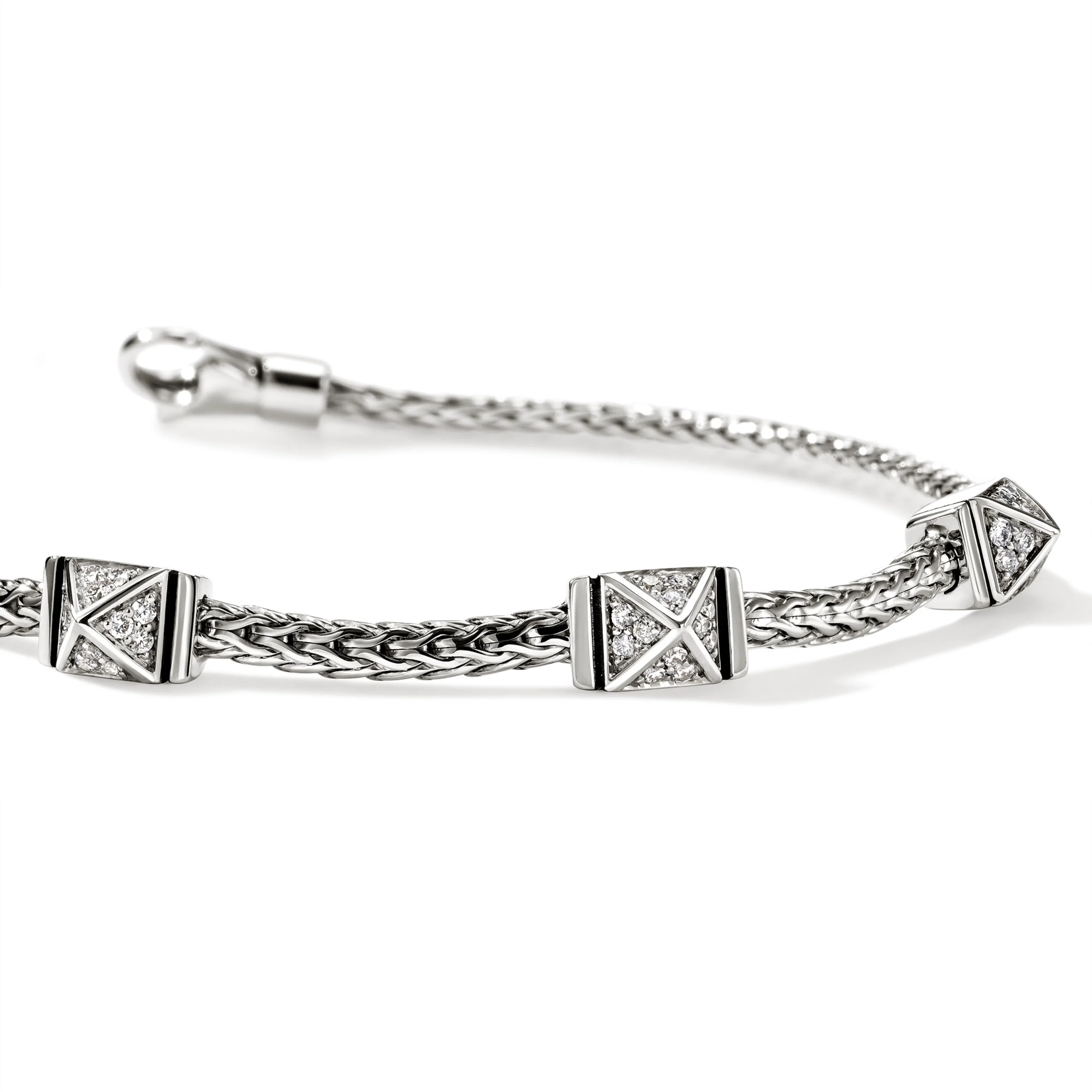 John Hardy Icon Stud Sterling Silver Diamond Chain Bracelet