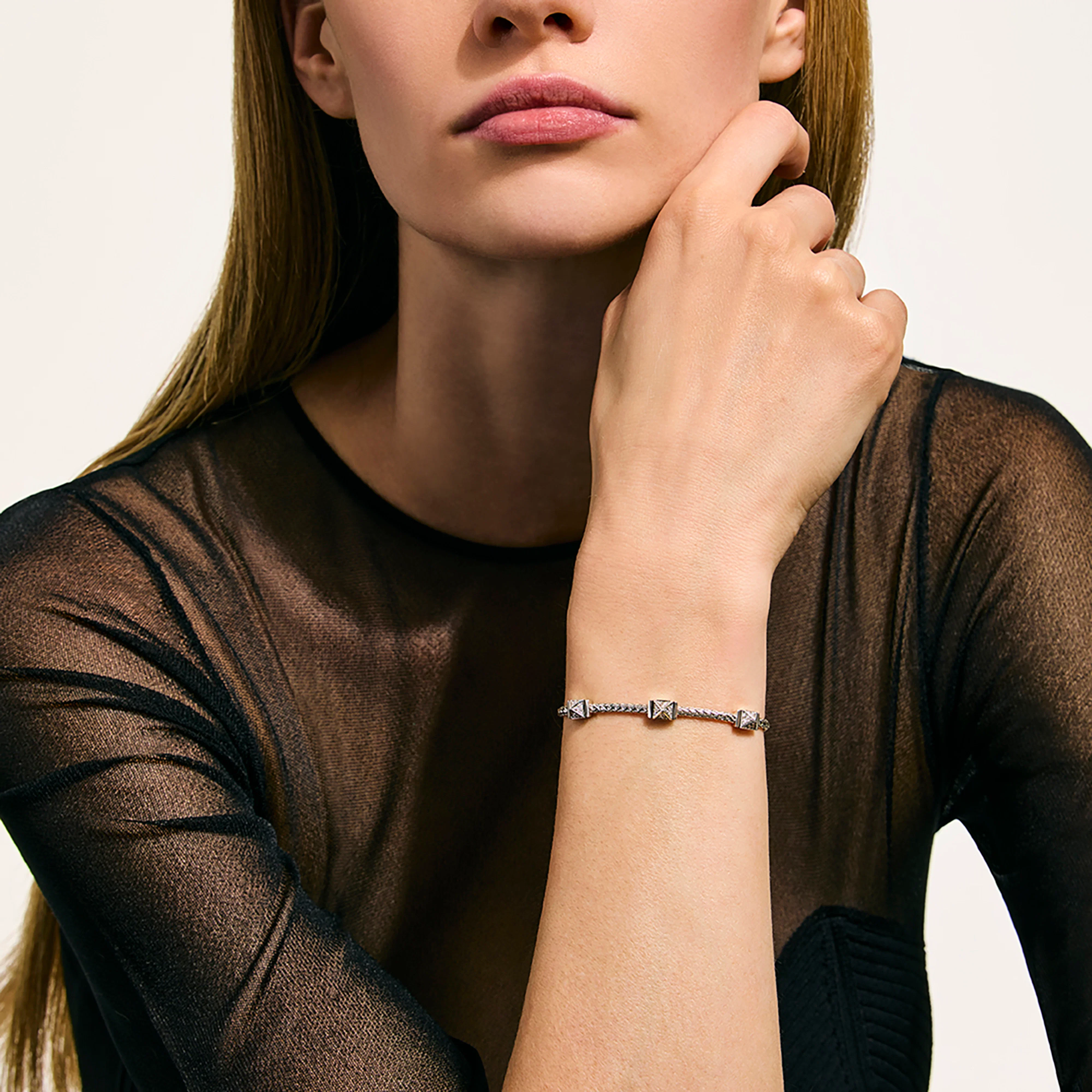 John Hardy Icon Stud Sterling Silver Diamond Chain Bracelet