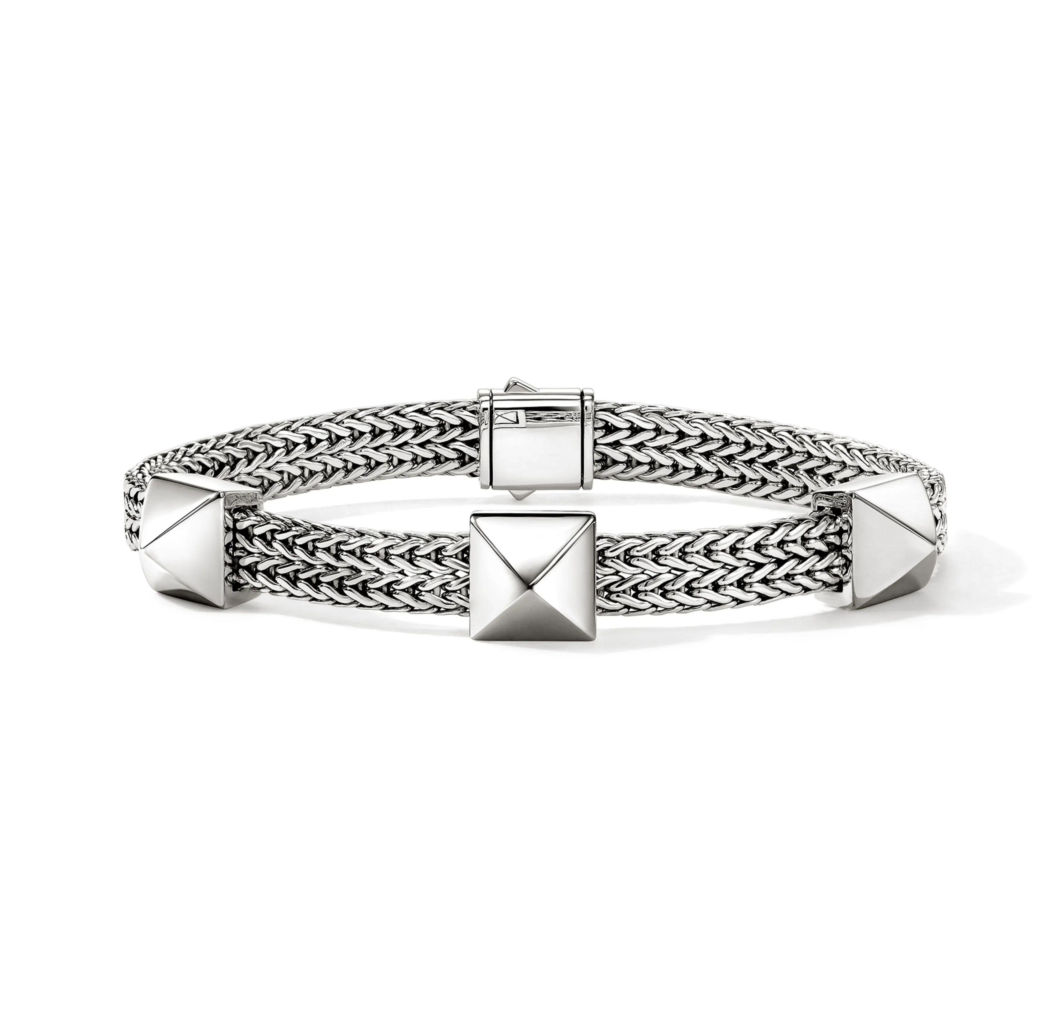 John Hardy Icon Stud Sterling Silver Flat Weave Chain Bracelet