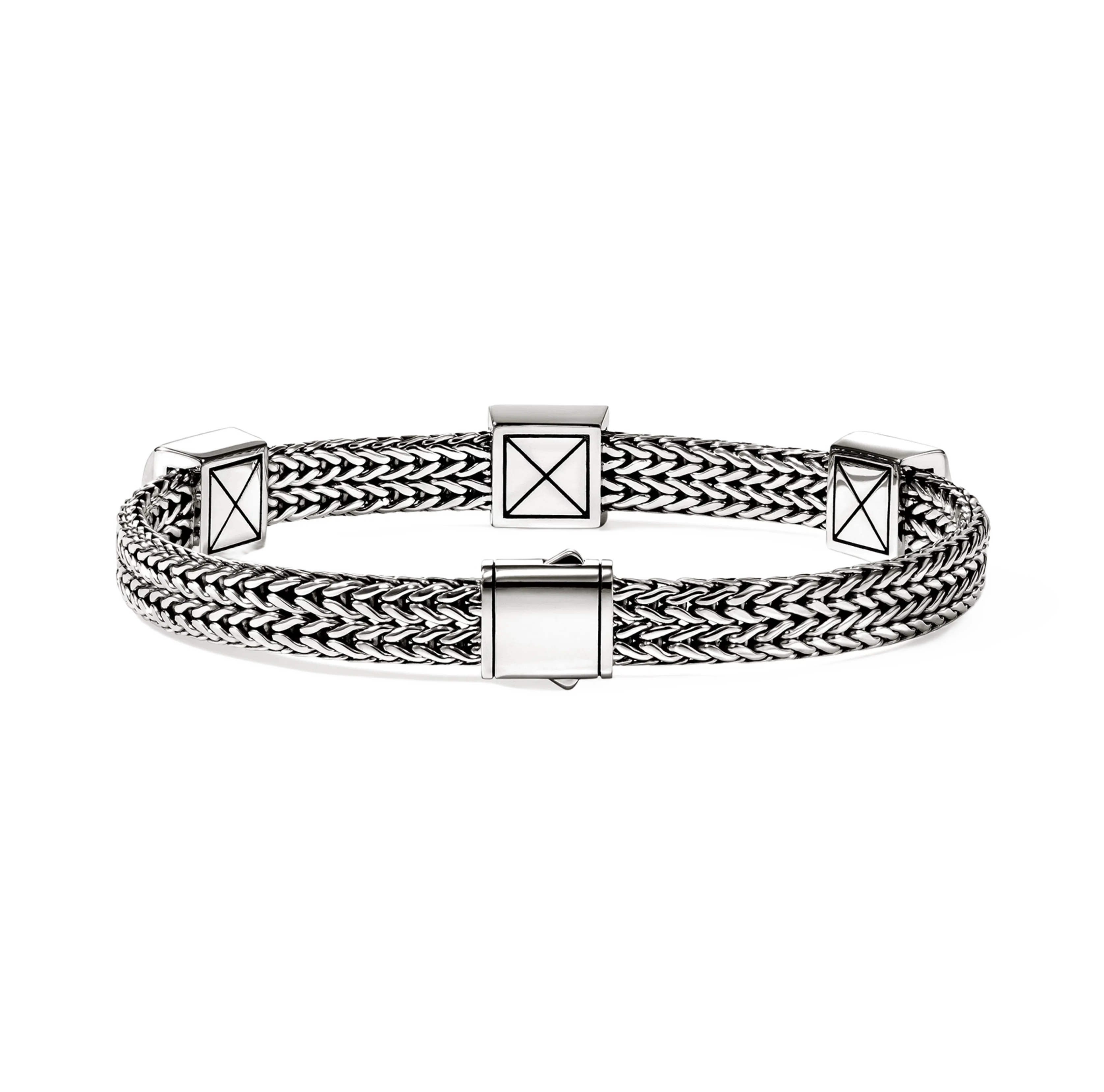 John Hardy Icon Stud Sterling Silver Flat Weave Chain Bracelet