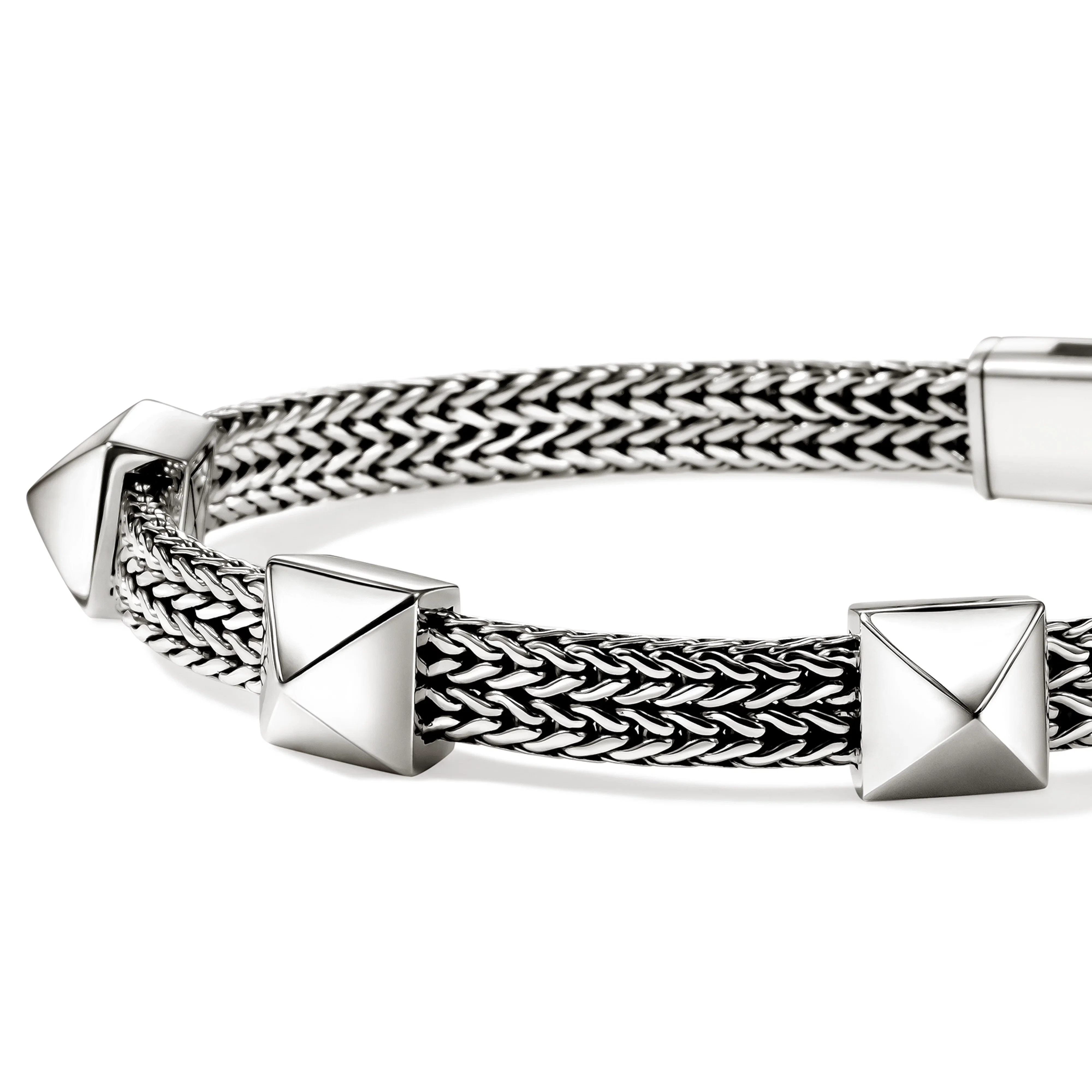 John Hardy Icon Stud Sterling Silver Flat Weave Chain Bracelet