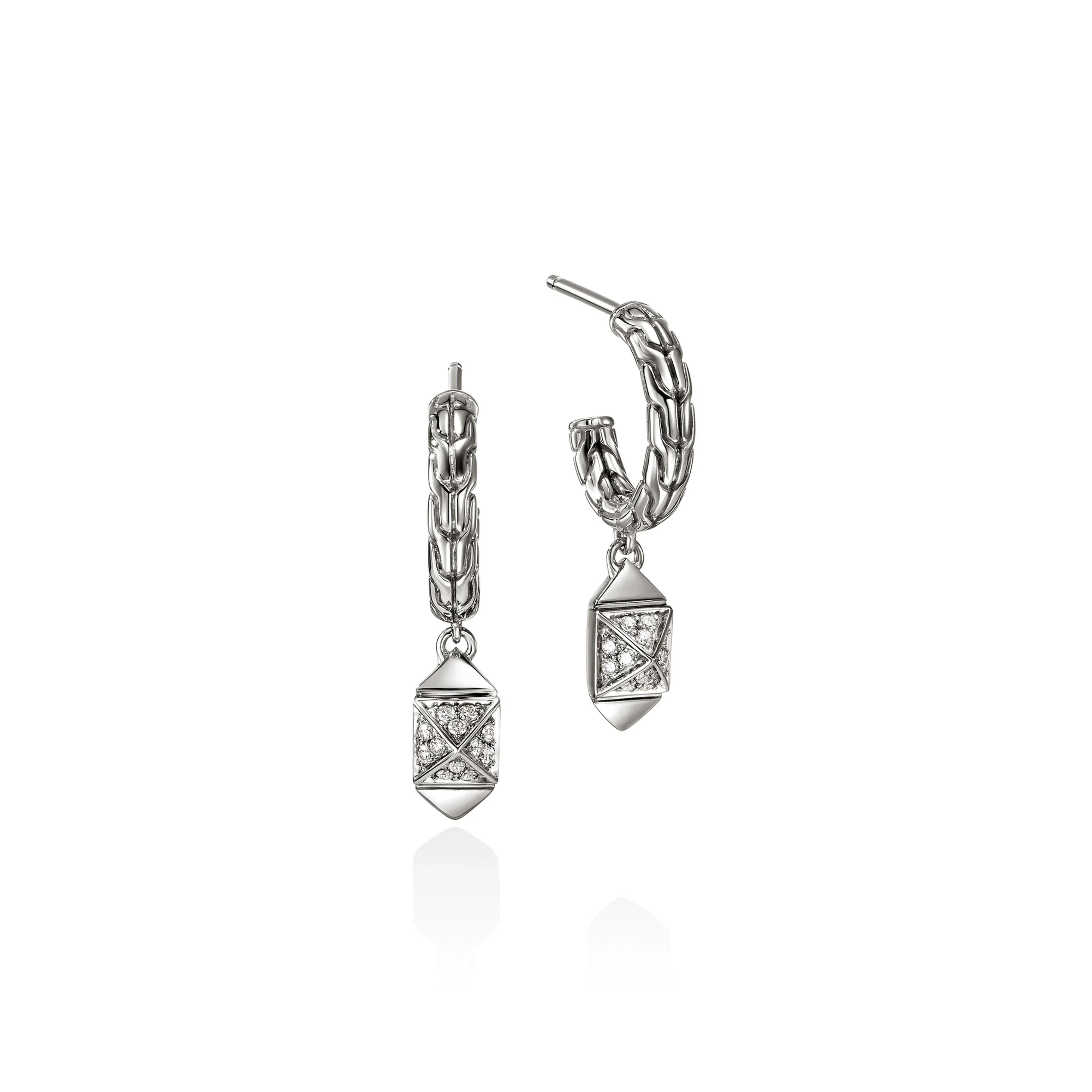 John Hardy Icon Stud Sterling Silver Diamond Dangle Earrings
