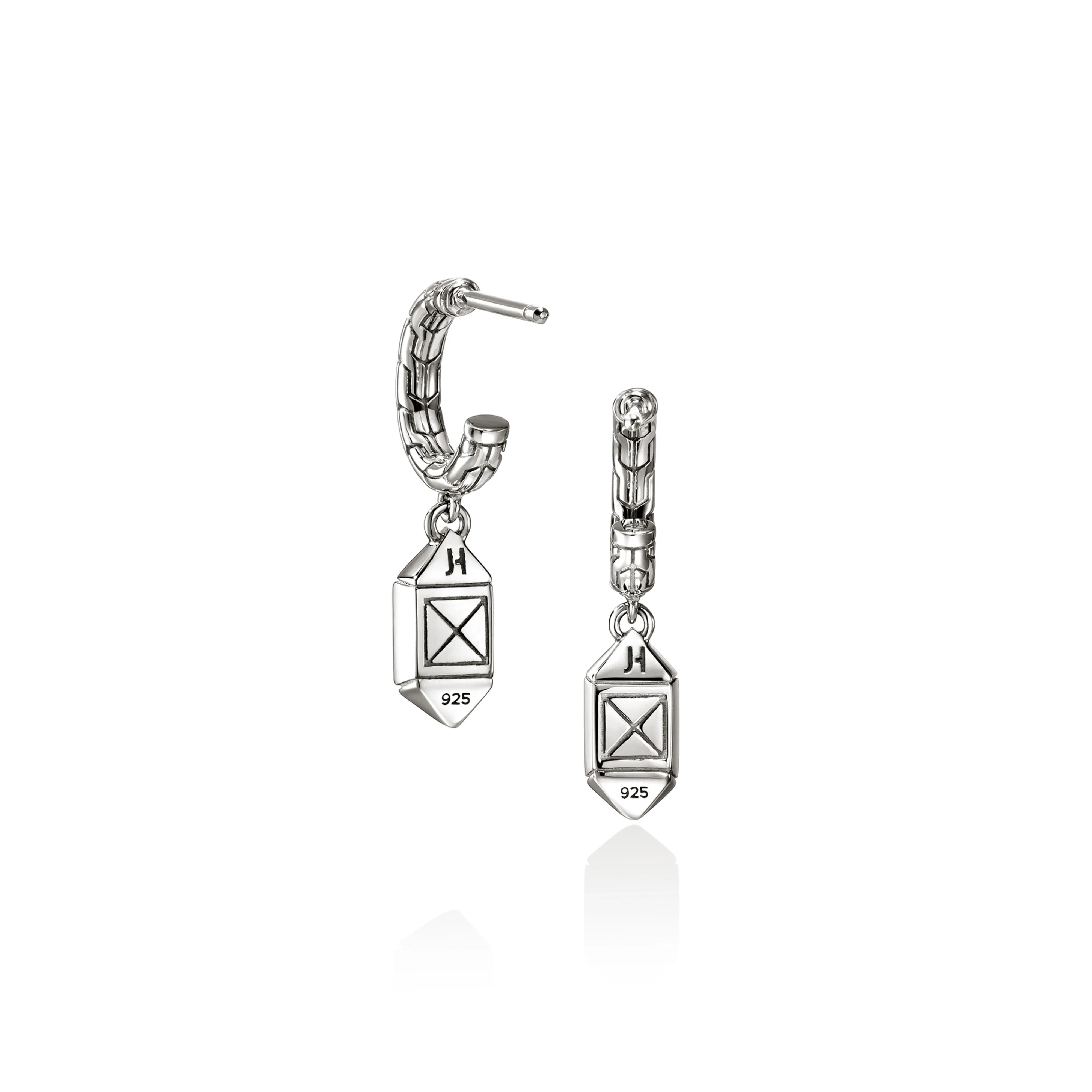 John Hardy Icon Stud Sterling Silver Diamond Dangle Earrings
