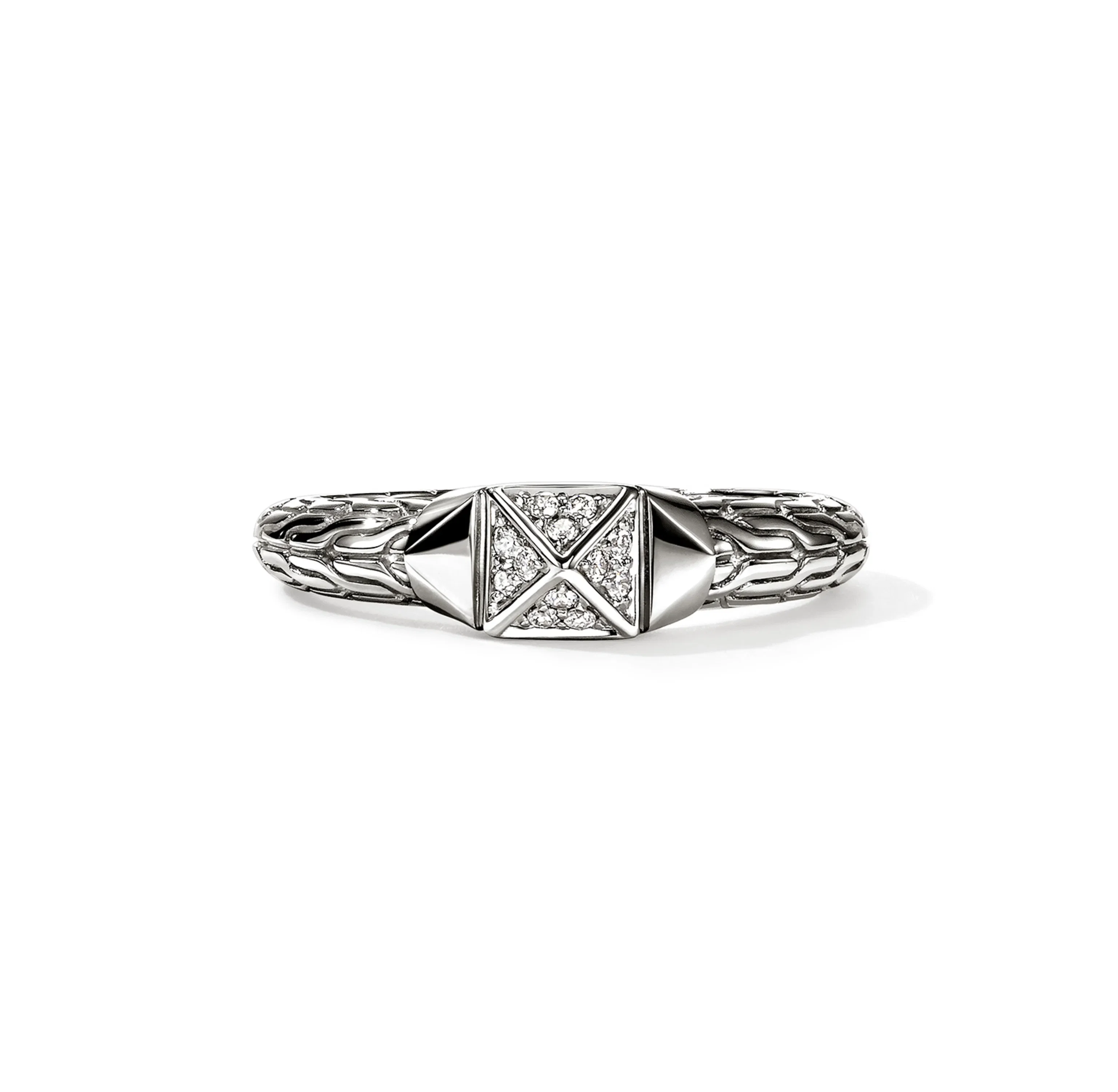 John Hardy Icon Stud Sterling Silver Pyramidal Diamond Ring, 5mm