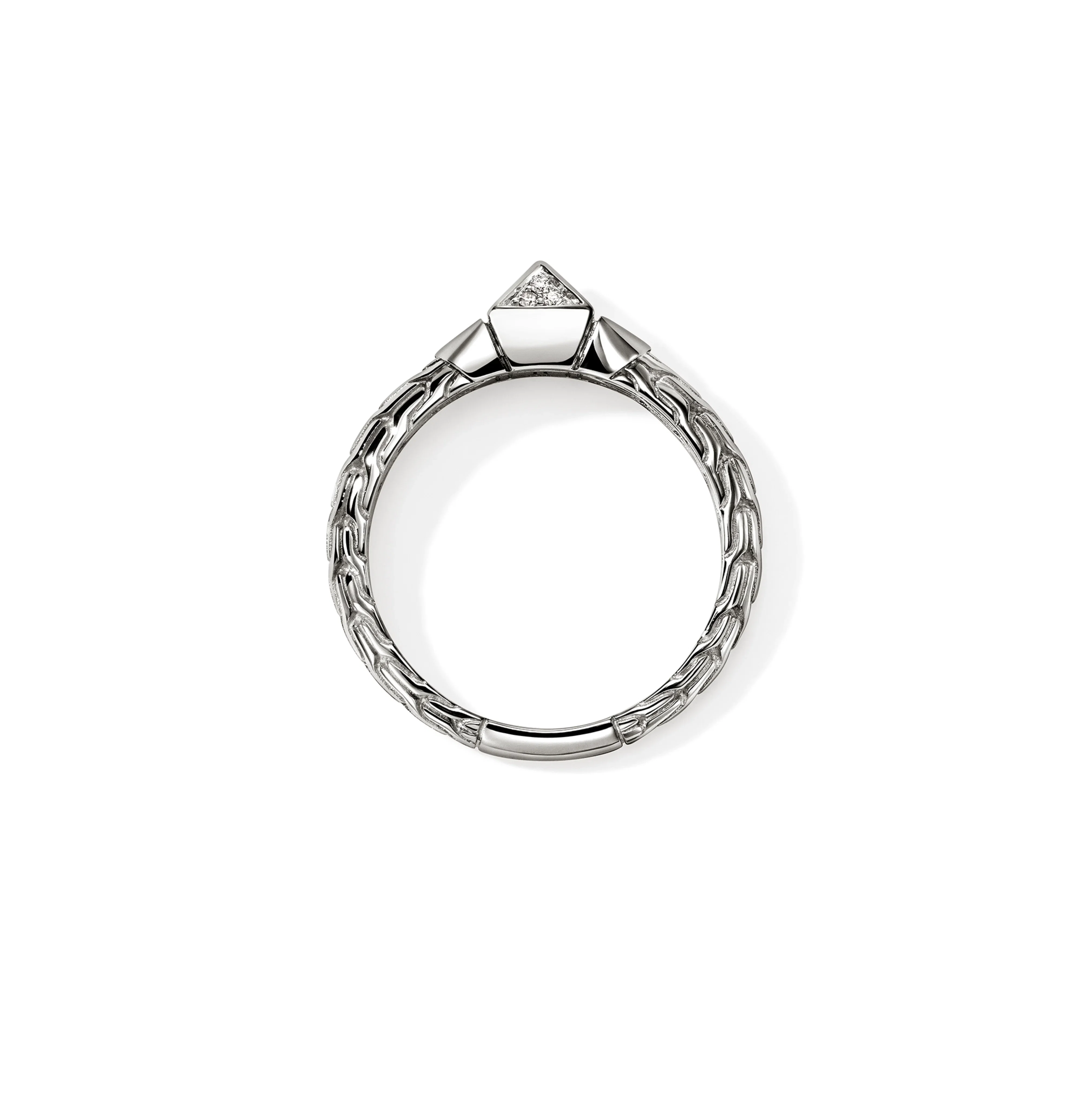 John Hardy Icon Stud Sterling Silver Pyramidal Diamond Ring, 5mm