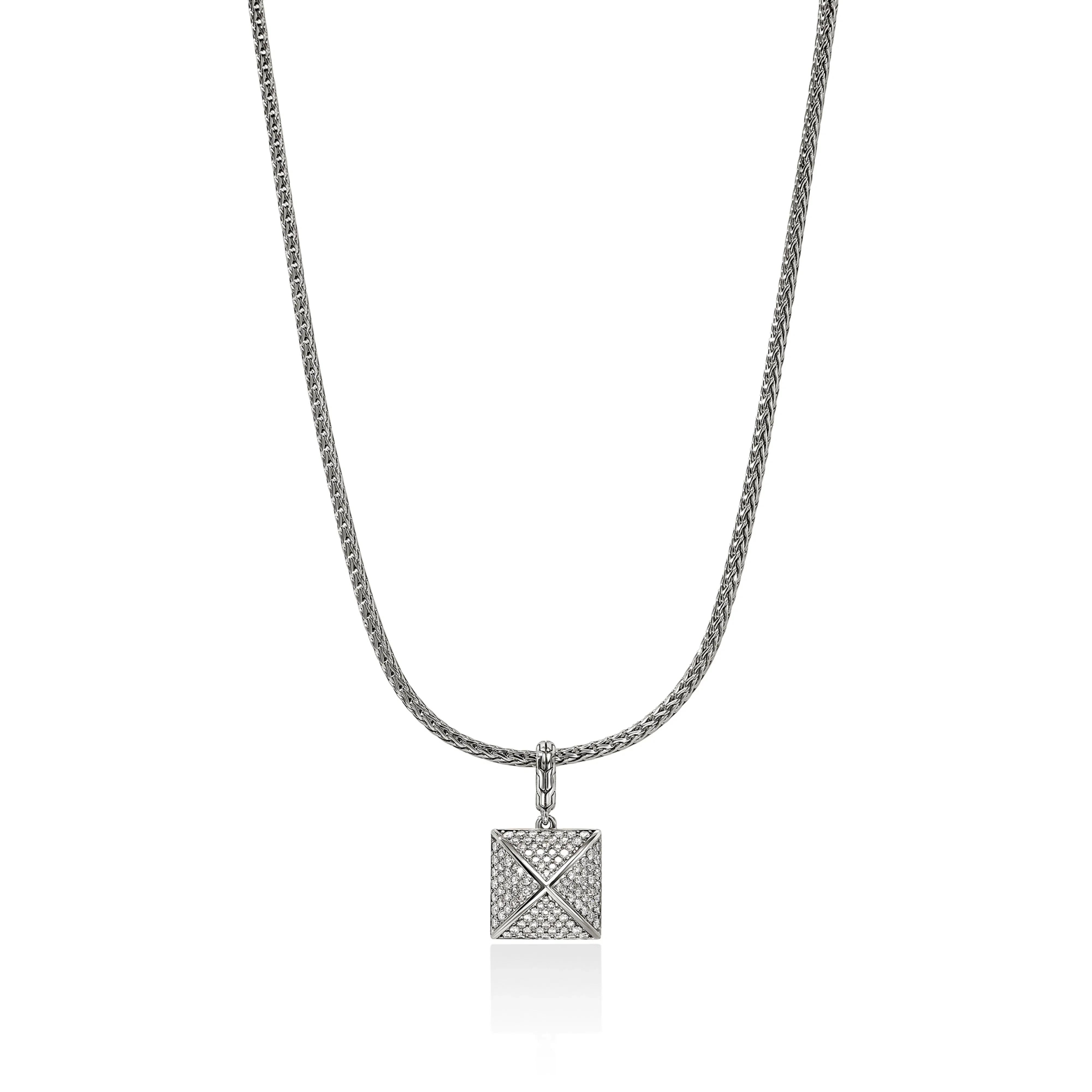 John Hardy Icon Stud Sterling Silver Diamond Pendant Necklace