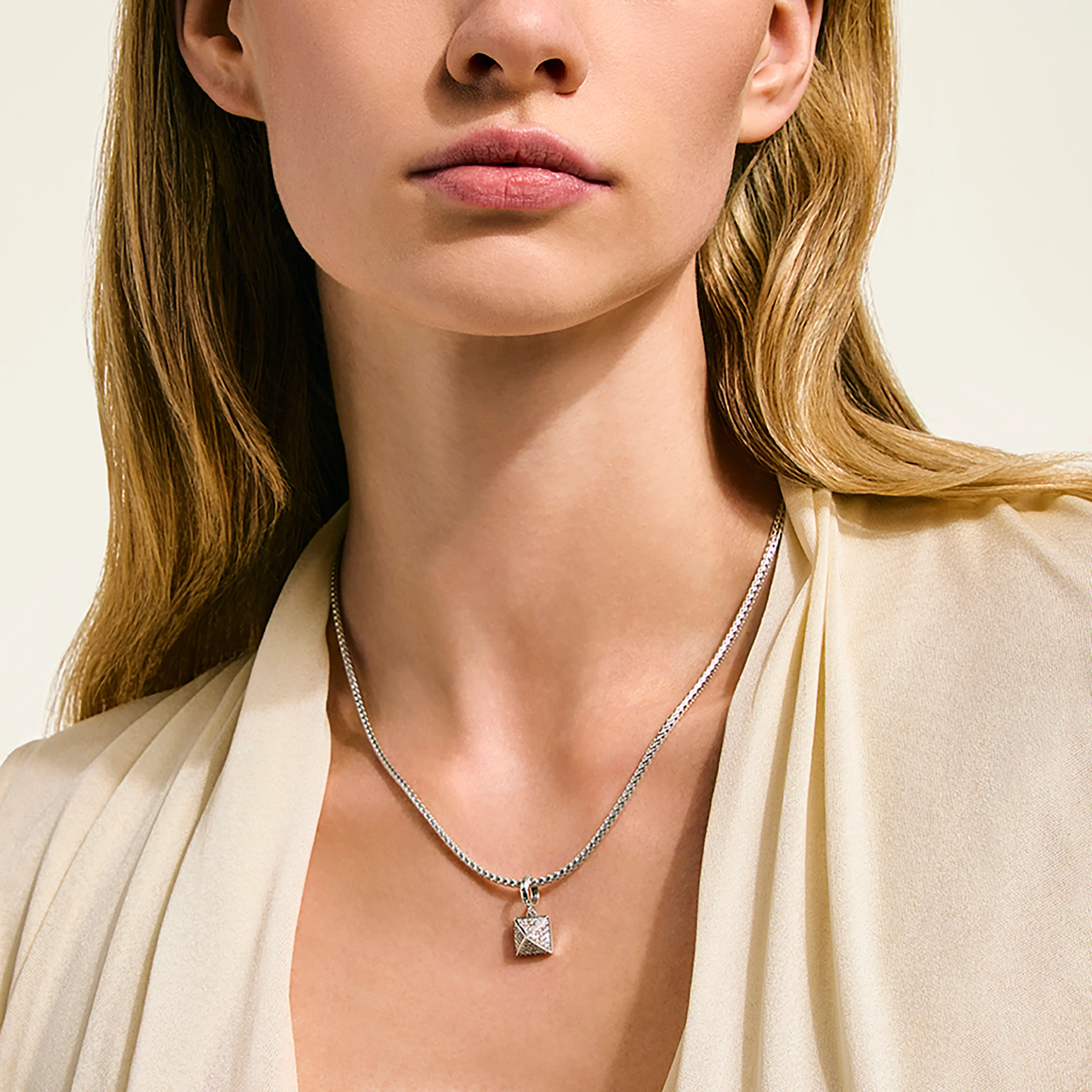John Hardy Icon Stud Sterling Silver Diamond Pendant Necklace