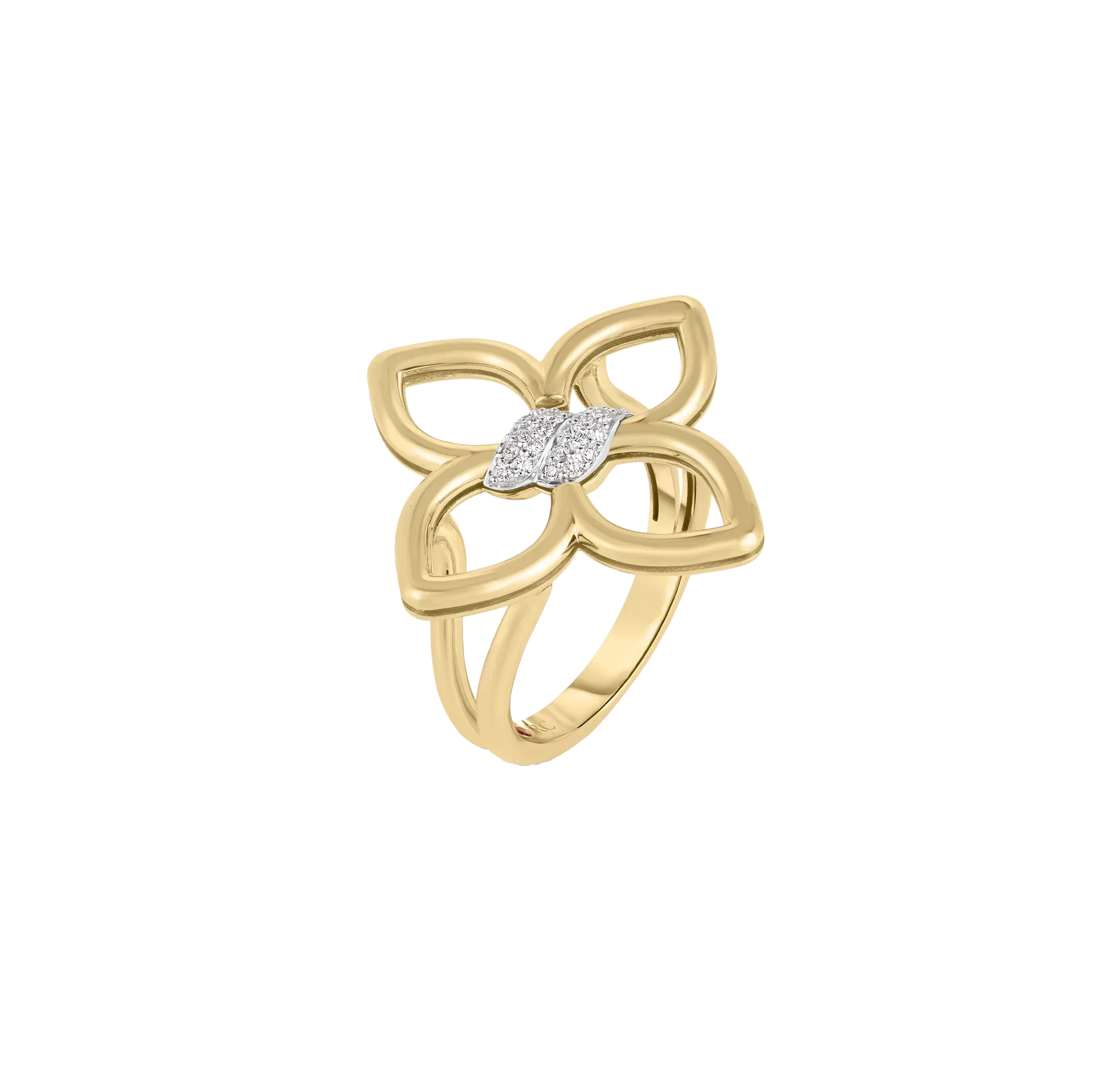 Roberto Coin Cialoma Mixed Metals Small Diamond Flower Ring