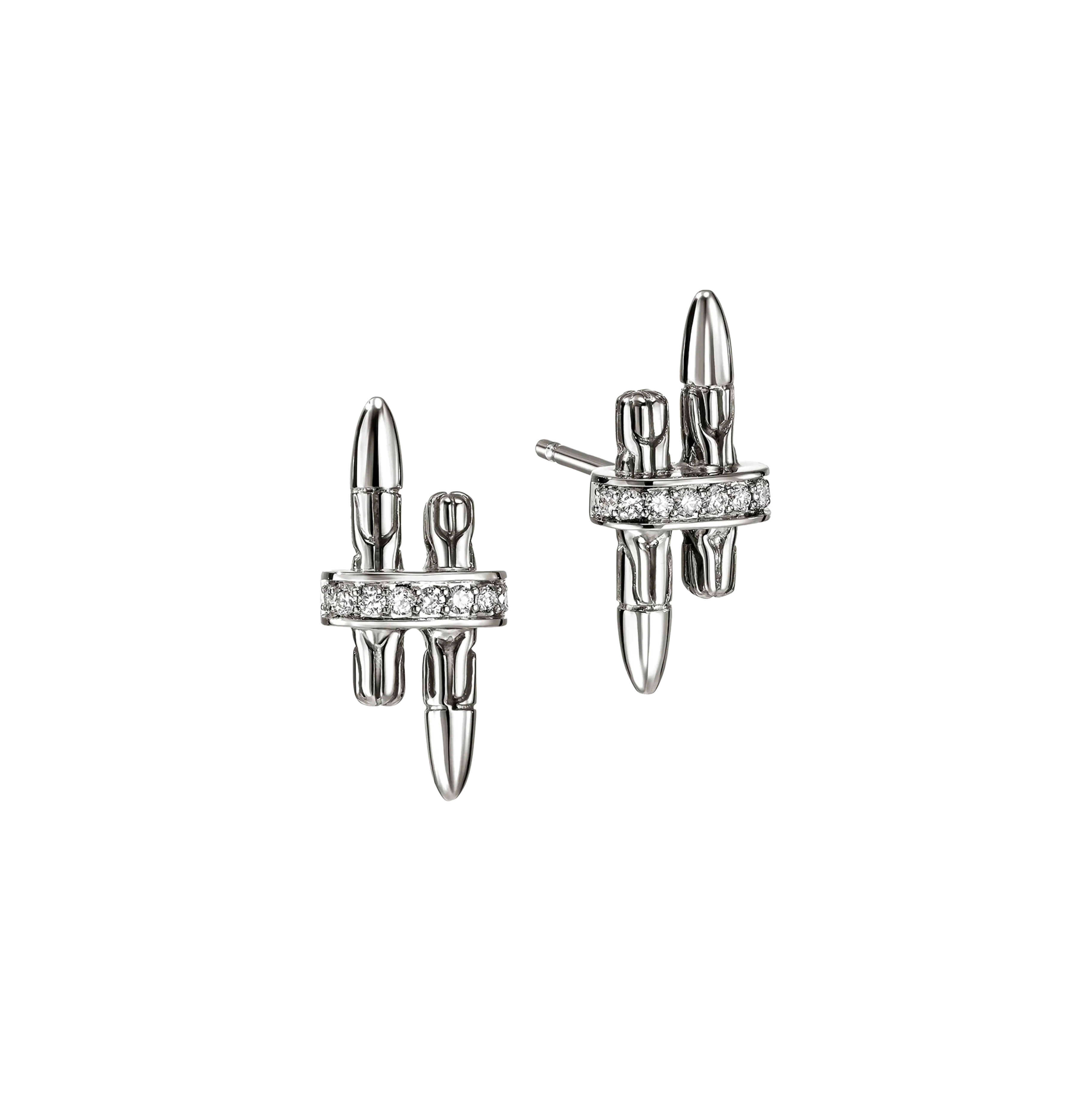 John Hardy Spear Sterling Silver Diamond Stud Earrings