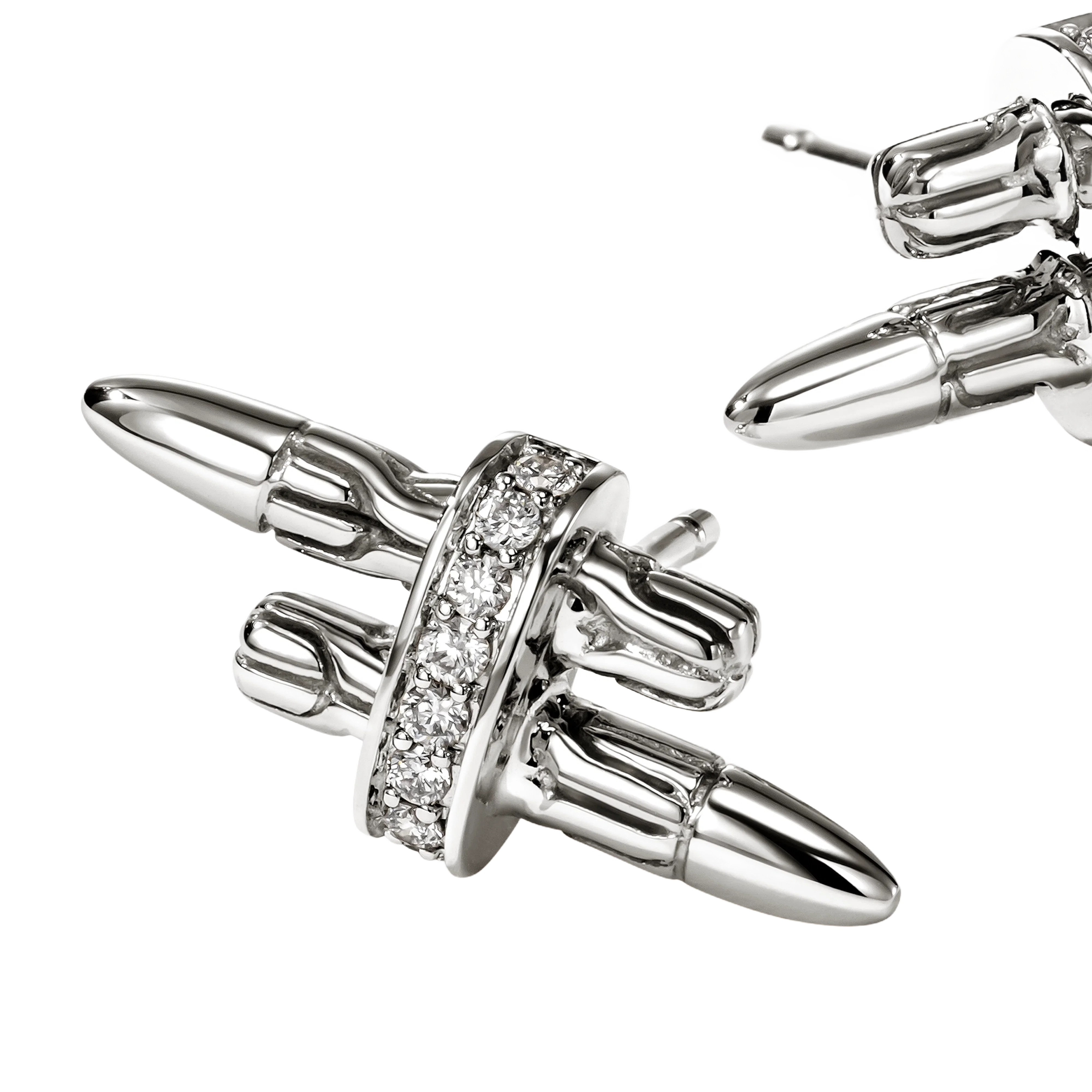 John Hardy Spear Sterling Silver Diamond Stud Earrings