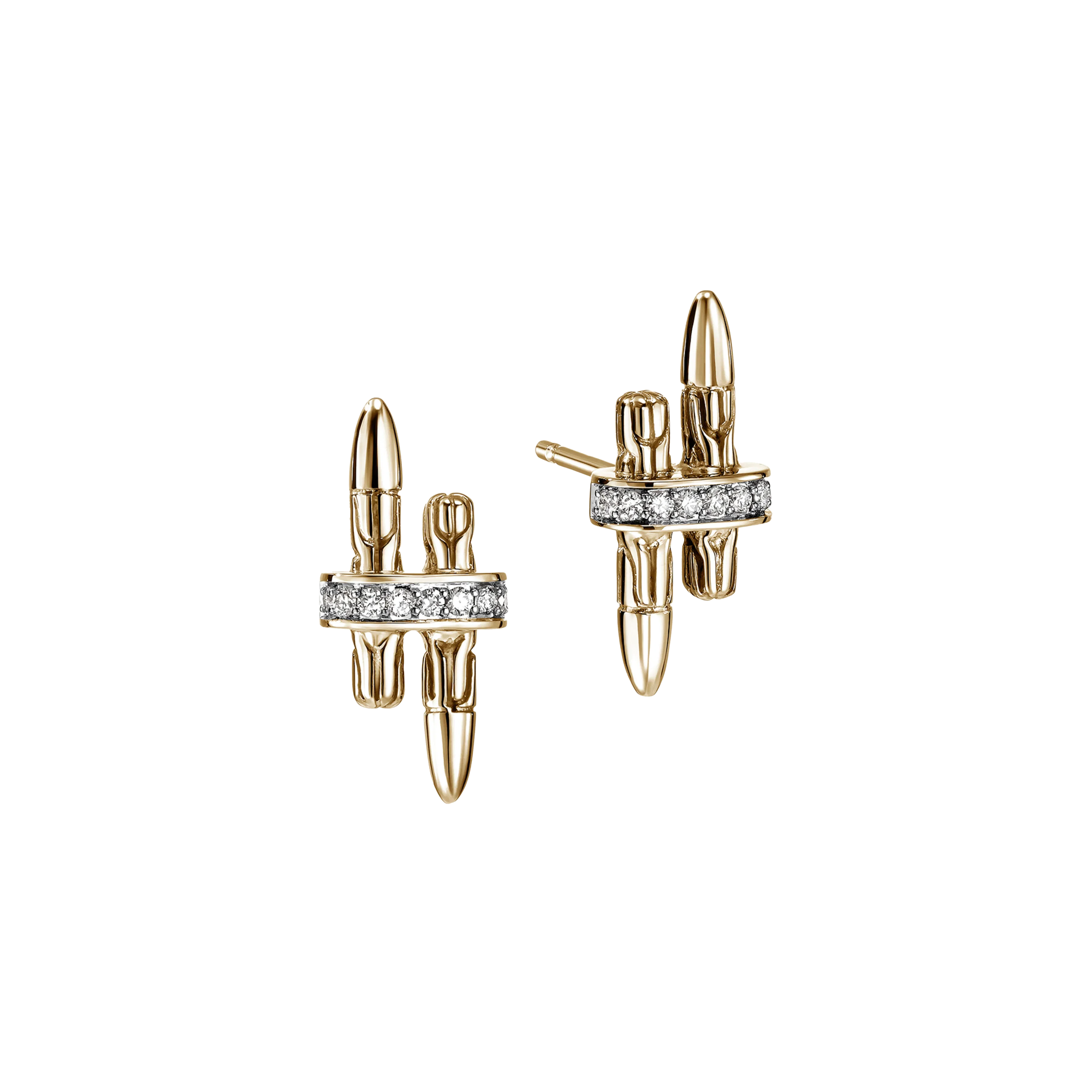 John Hardy Spear Yellow Gold Diamond Stud Earrings
