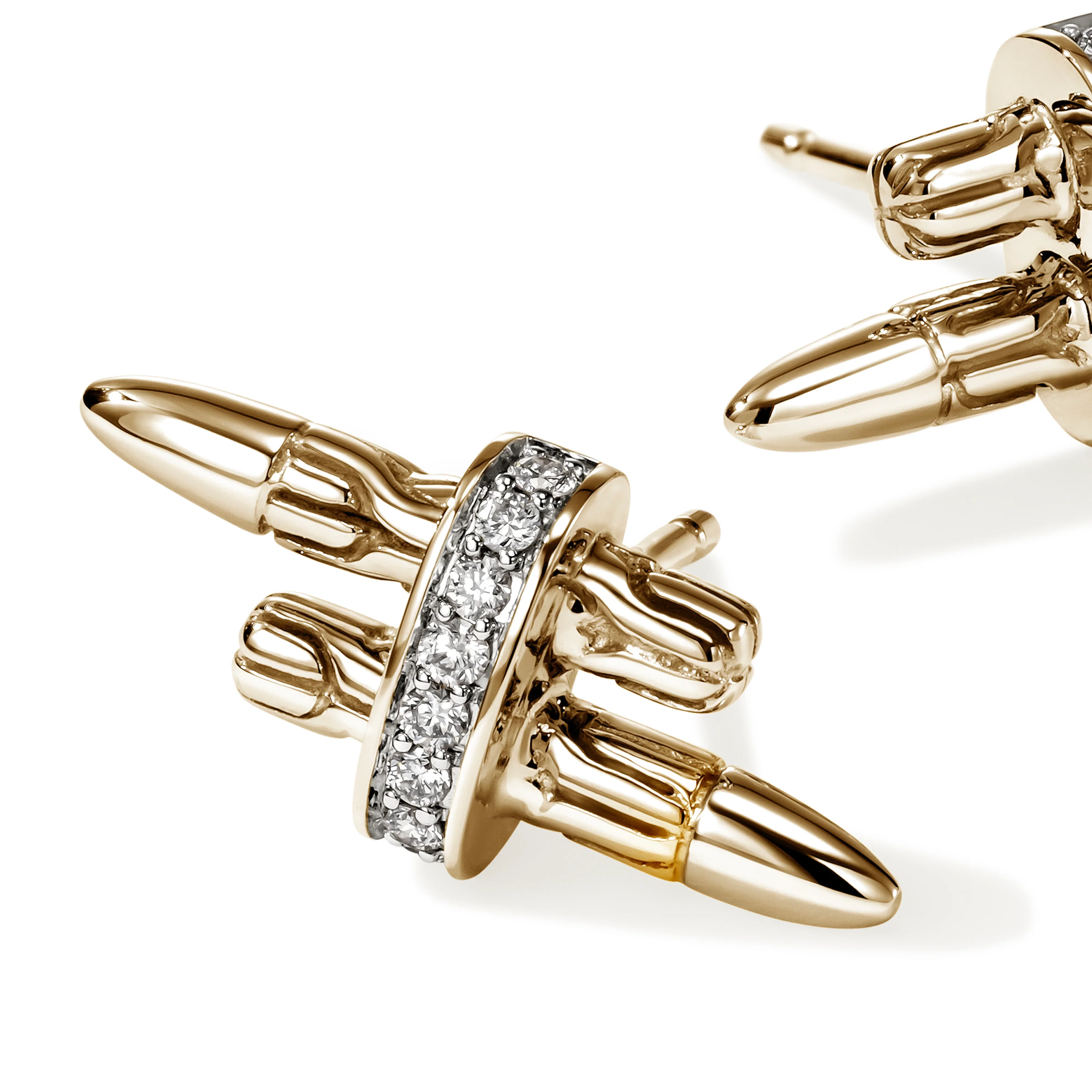 John Hardy Spear Yellow Gold Diamond Stud Earrings