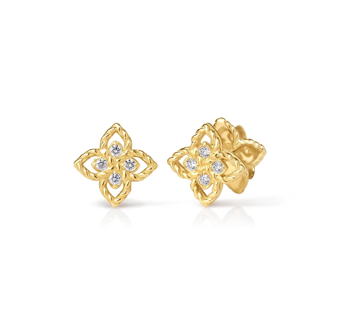 Roberto Coin Principessa Petite Diamond Flower Stud Earrings