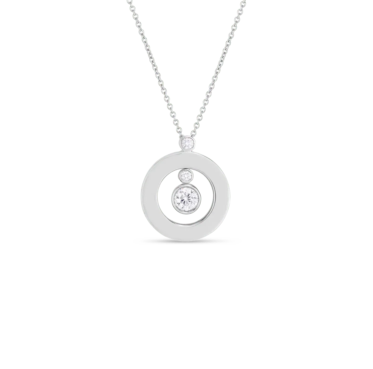 Roberto Coin Classic Diamond White Gold Mini O Necklace