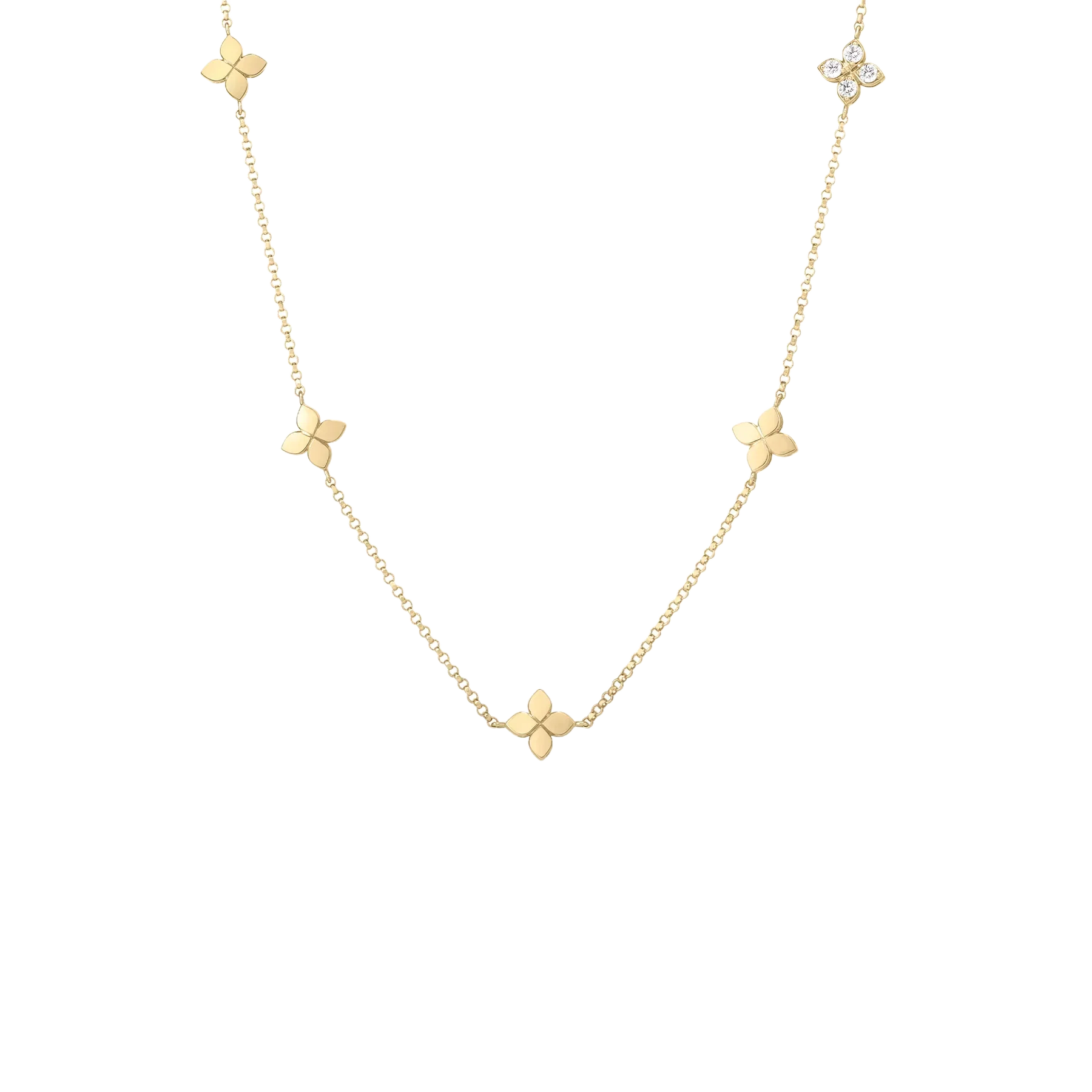 Roberto Coin Love in Verona Diamond Flower Station Necklace