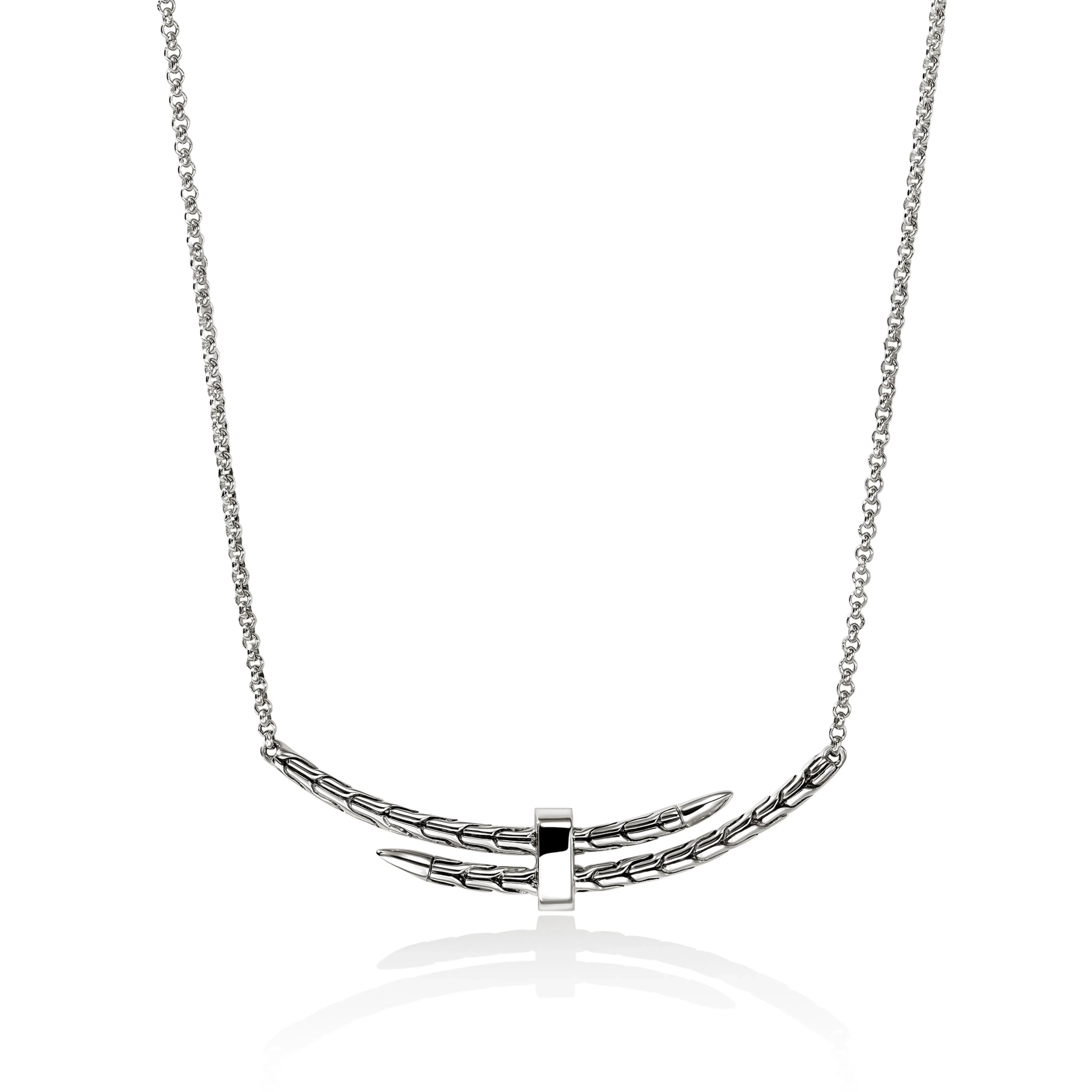 John Hardy Spear Sterling Silver Station Necklace with Diamonds