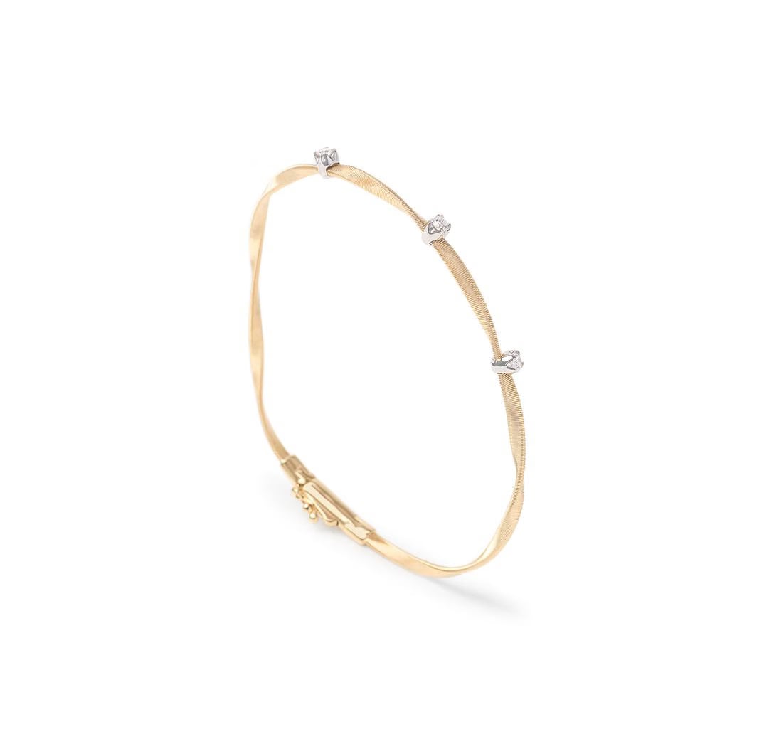 Marco Bicego Marrakech Mixed Metals Twisted Coil Bangle with Diamonds