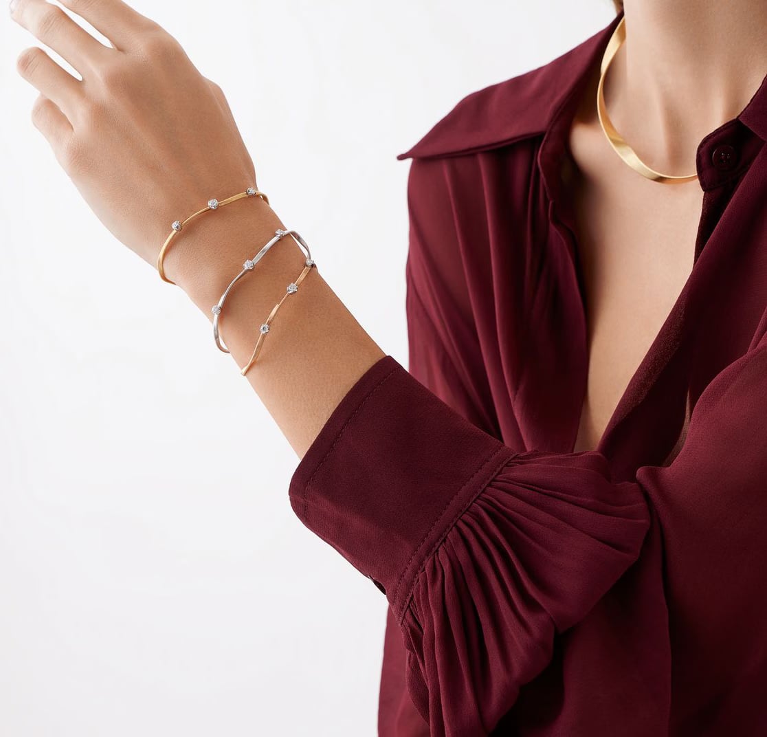 Marco Bicego Marrakech Mixed Metals Twisted Coil Bangle with Diamonds