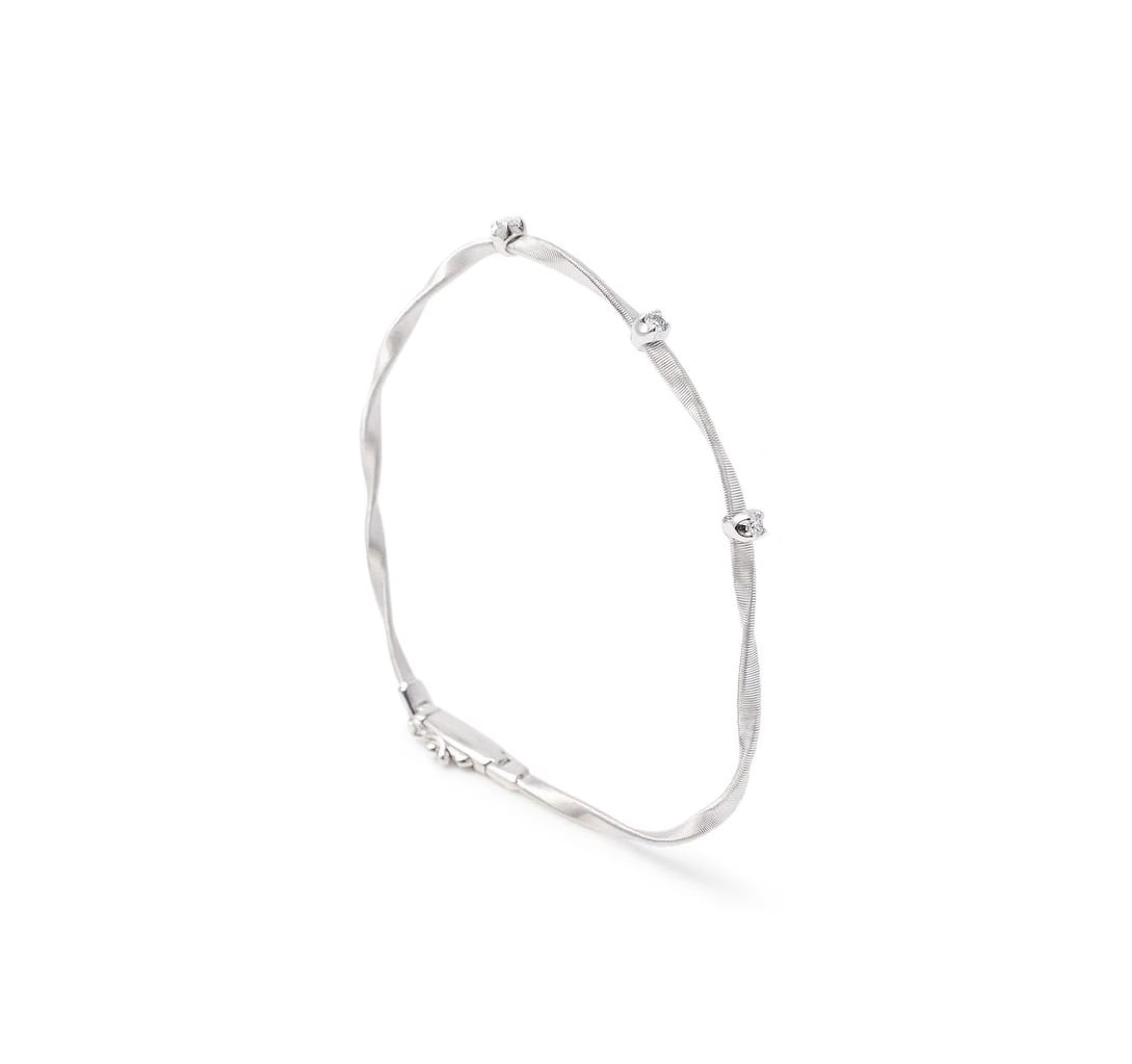 Marco Bicego Marrakech White Gold Twisted Coil Bangle with Diamonds