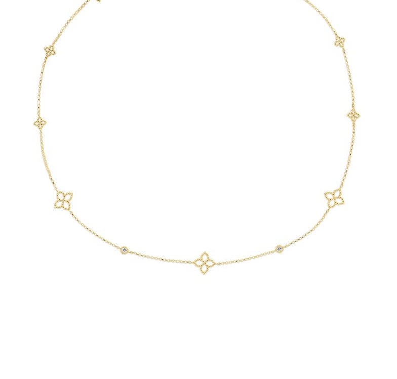 Roberto Coin Principessa Diamond & Flower Station Necklace
