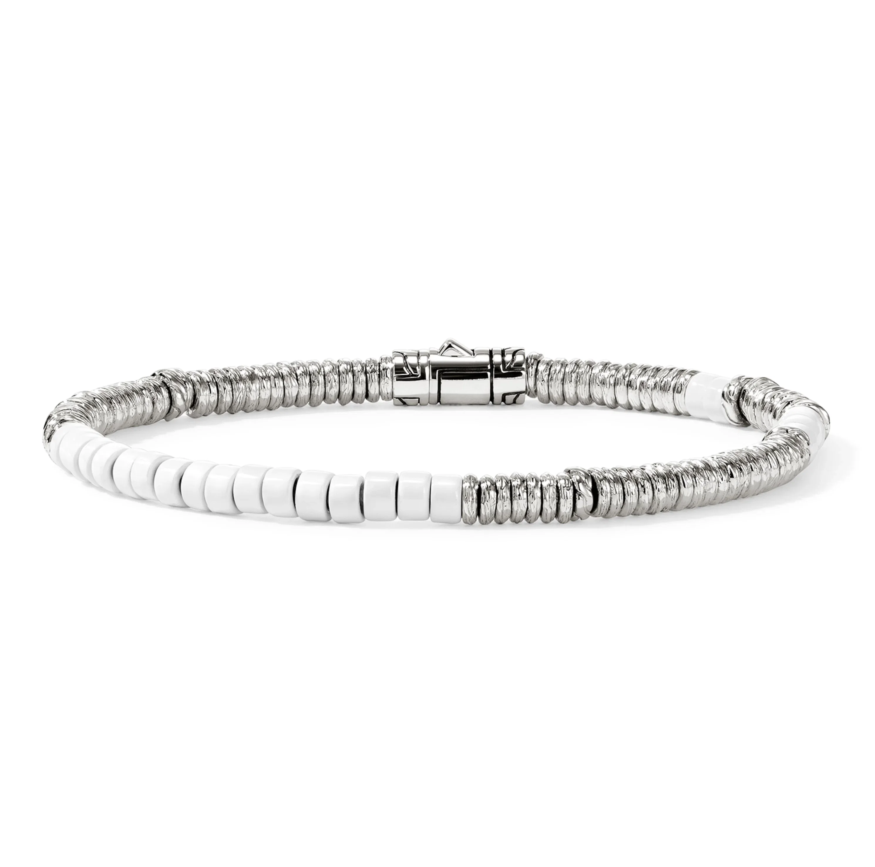 John Hardy Heishi Sterling Silver White Enamel Bracelet