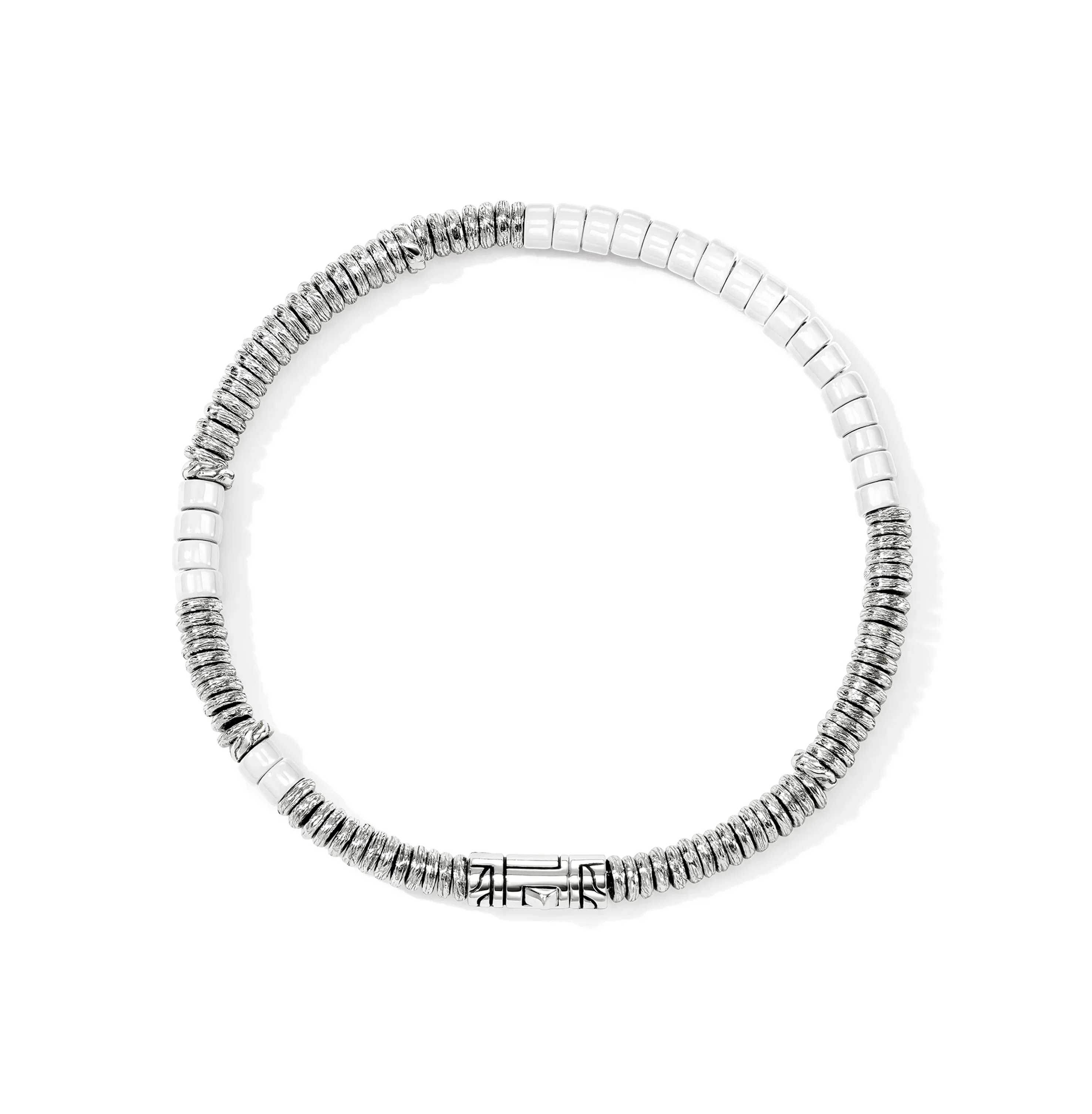 John Hardy Heishi Sterling Silver White Enamel Bracelet
