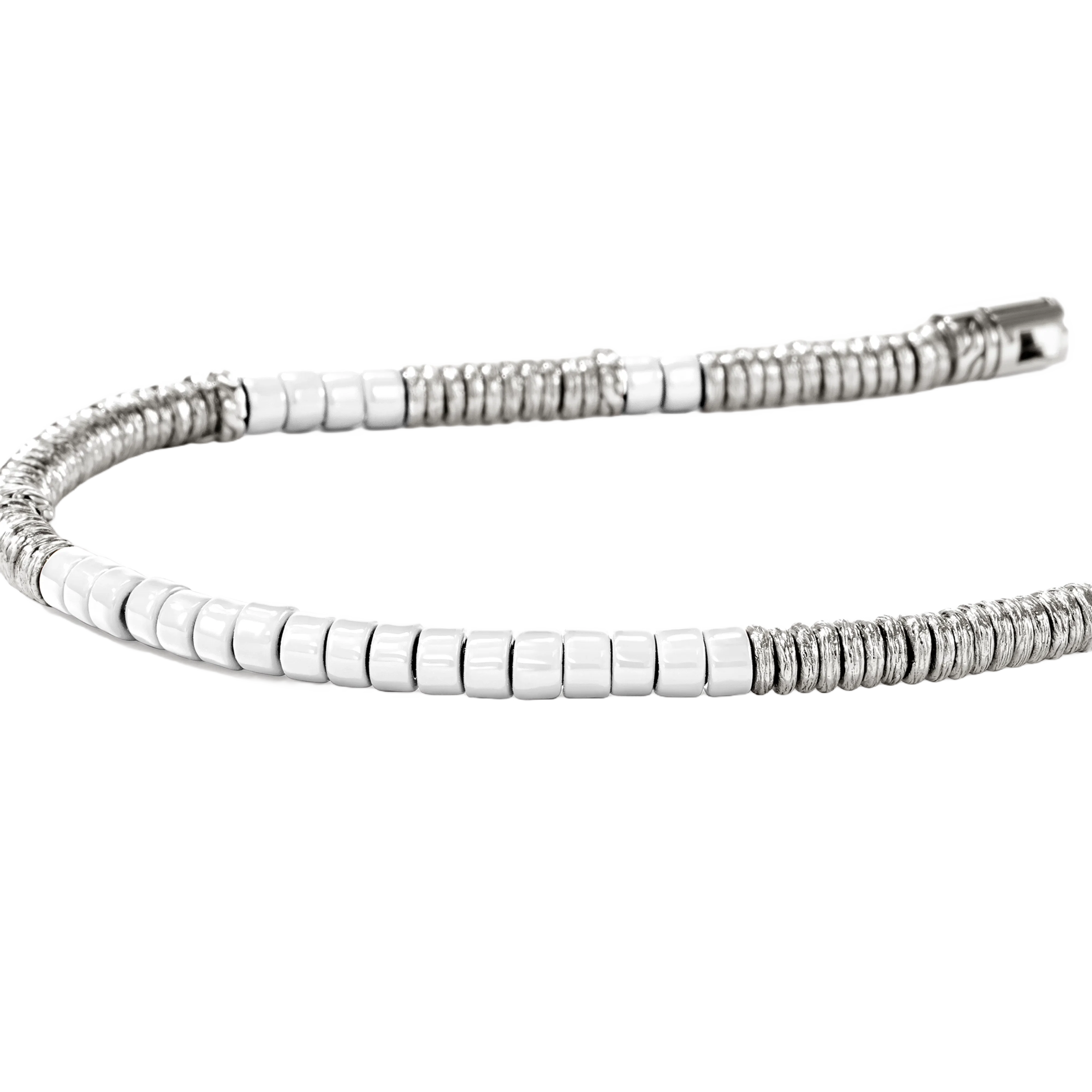 John Hardy Heishi Sterling Silver White Enamel Bracelet