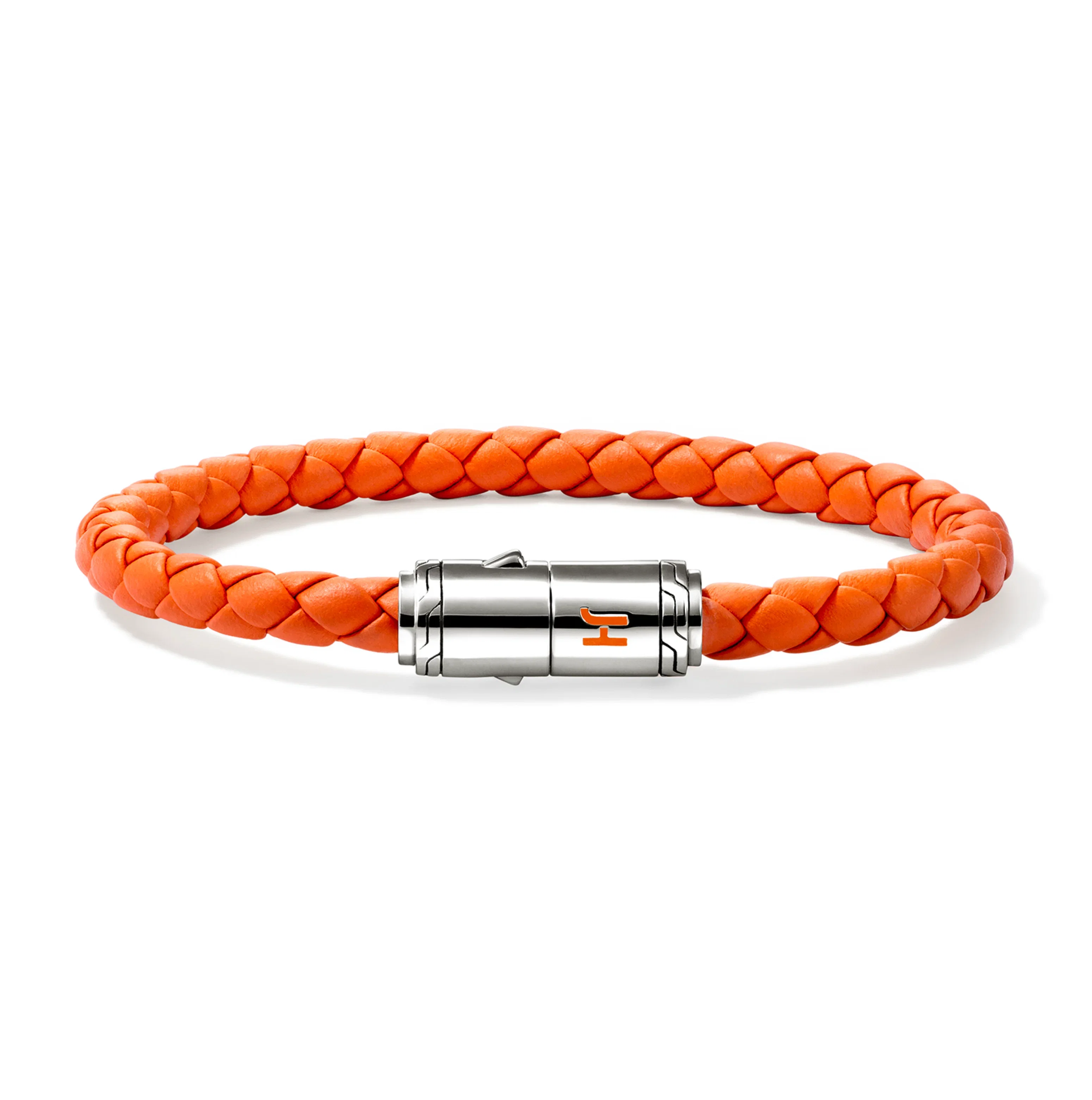 John Hardy Sterling Silver and Orange Leather Cord Bracelet