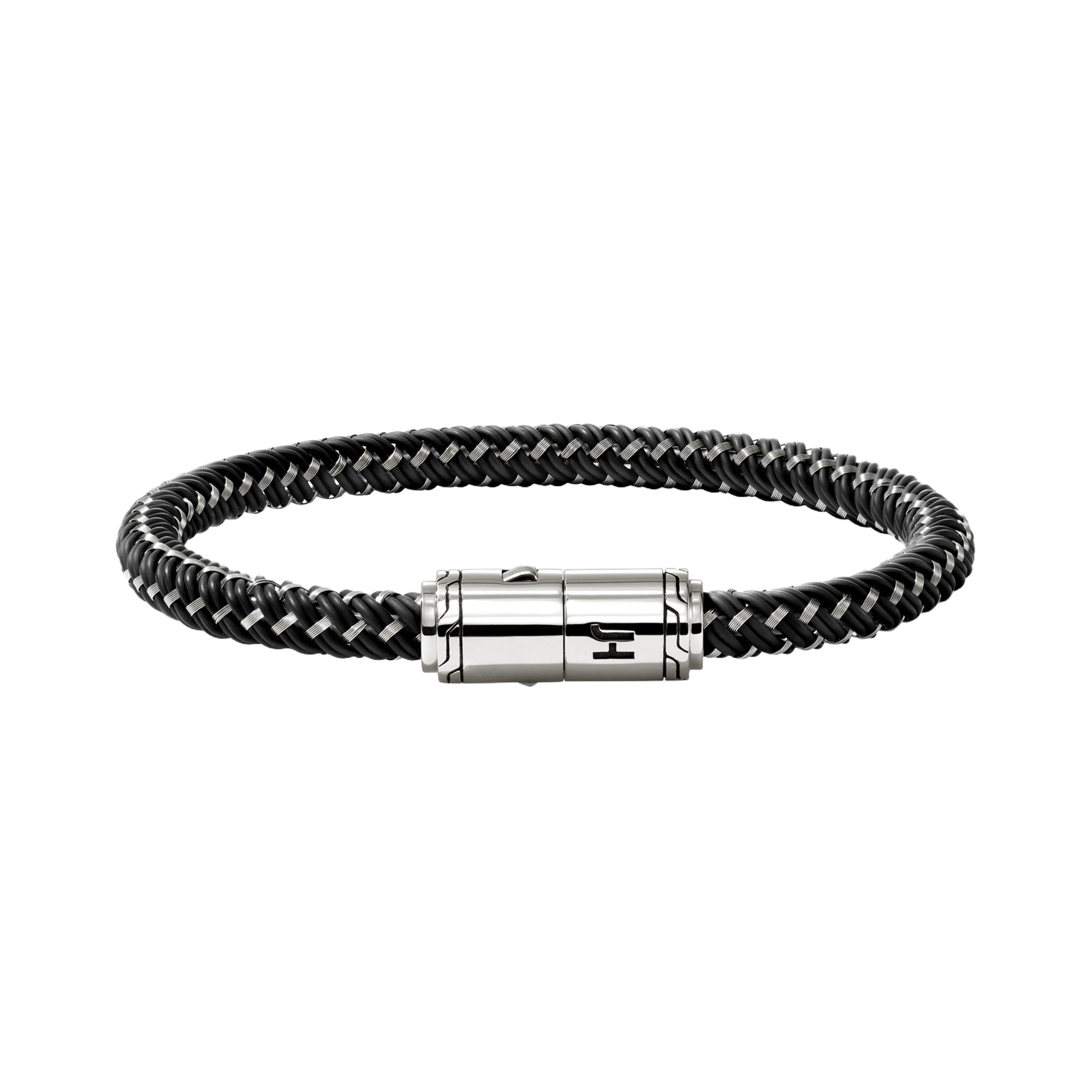John Hardy Sterling Silver Black Rubber and Enamel Bracelet