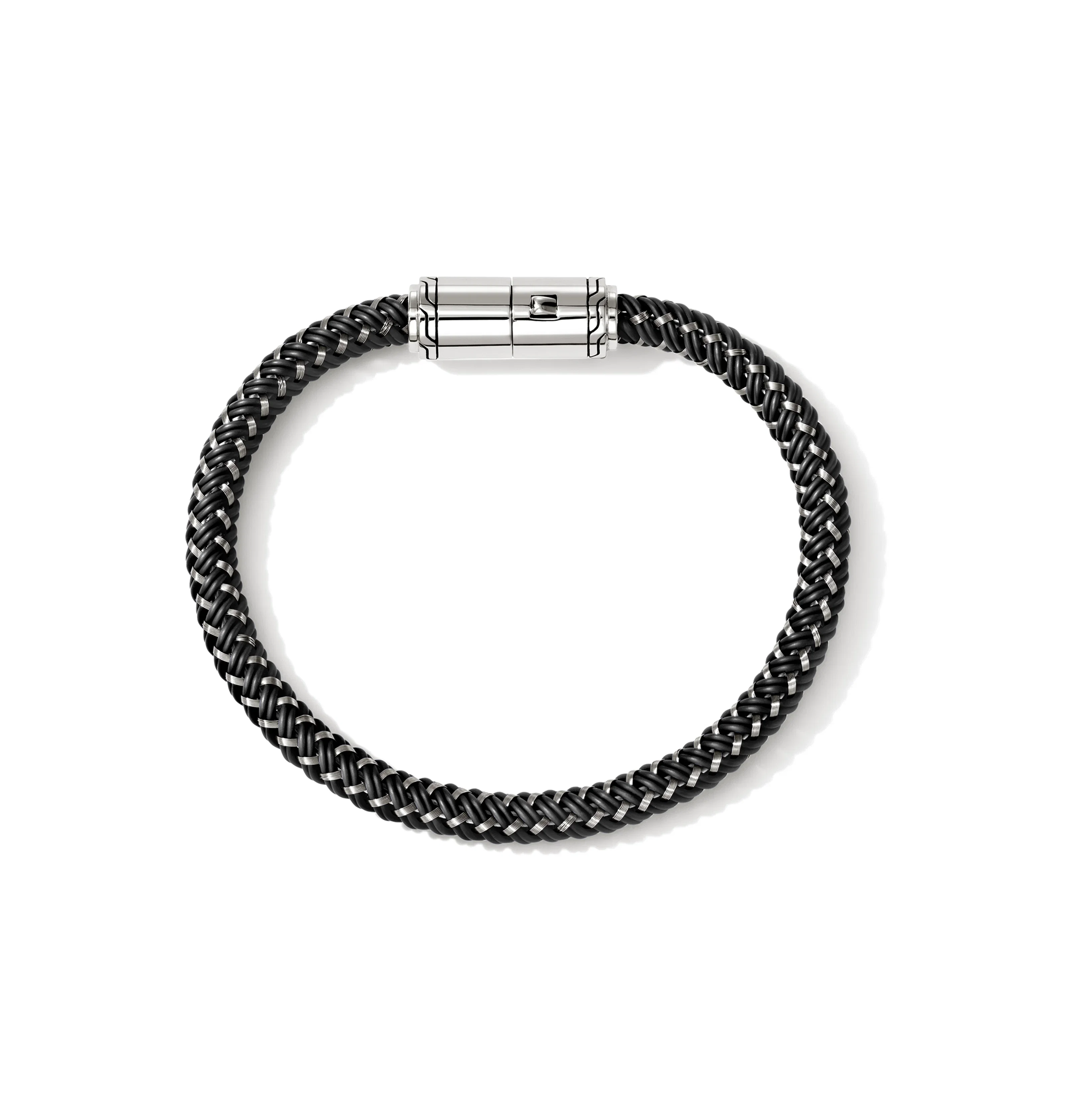 John Hardy Sterling Silver Black Rubber and Enamel Bracelet