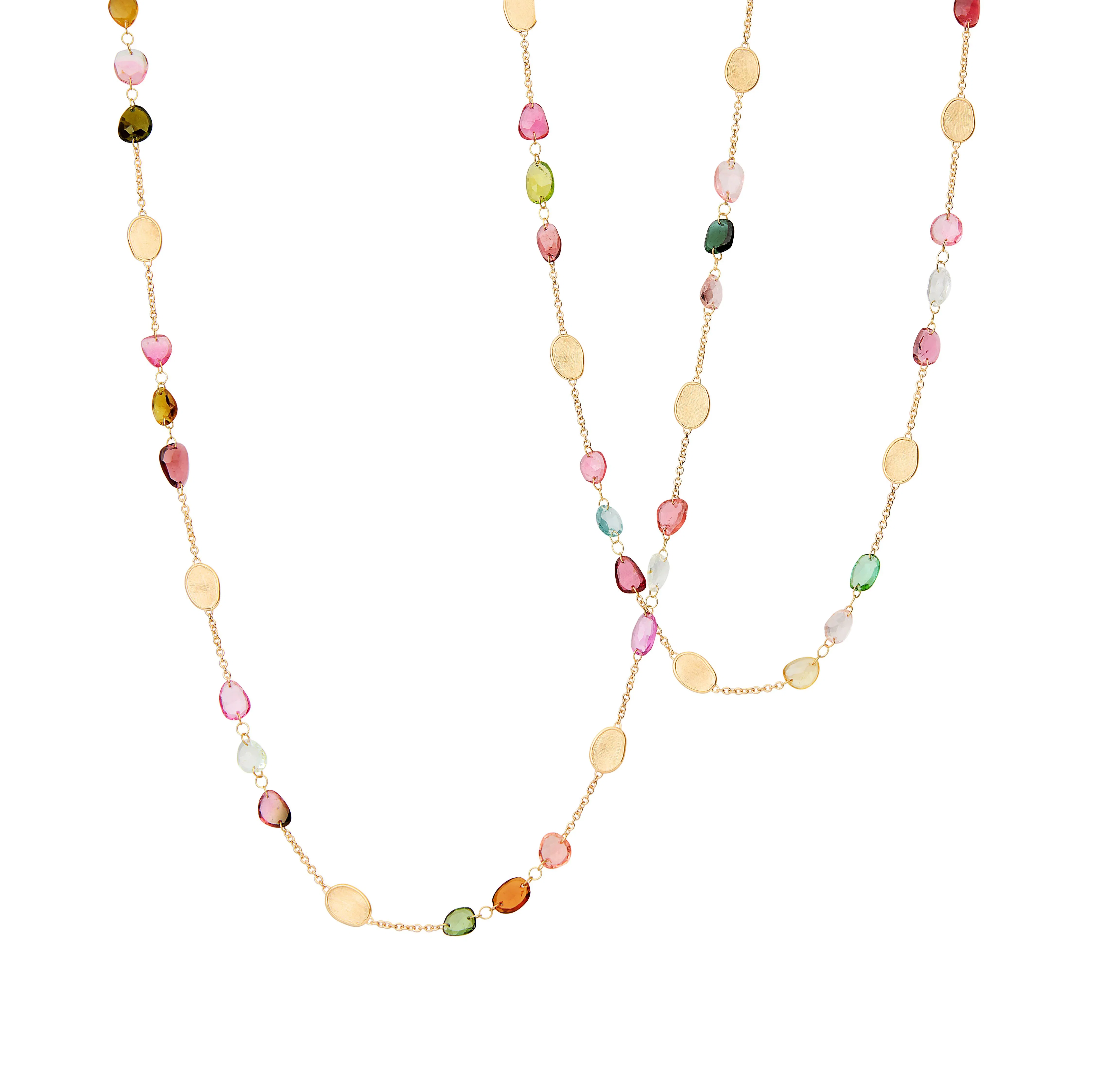 Marco Bicego Lunaria Tourmaline Multicolor Statement Necklace, 37.80"