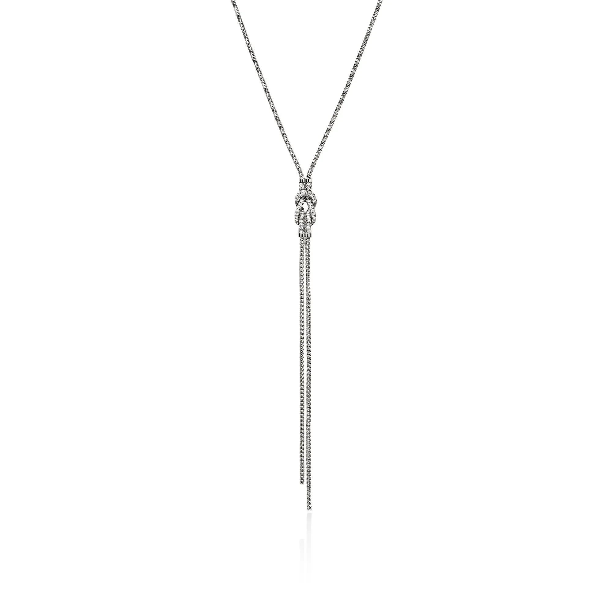 John Hardy Love Knot Sterling Silver Diamond Y Necklace