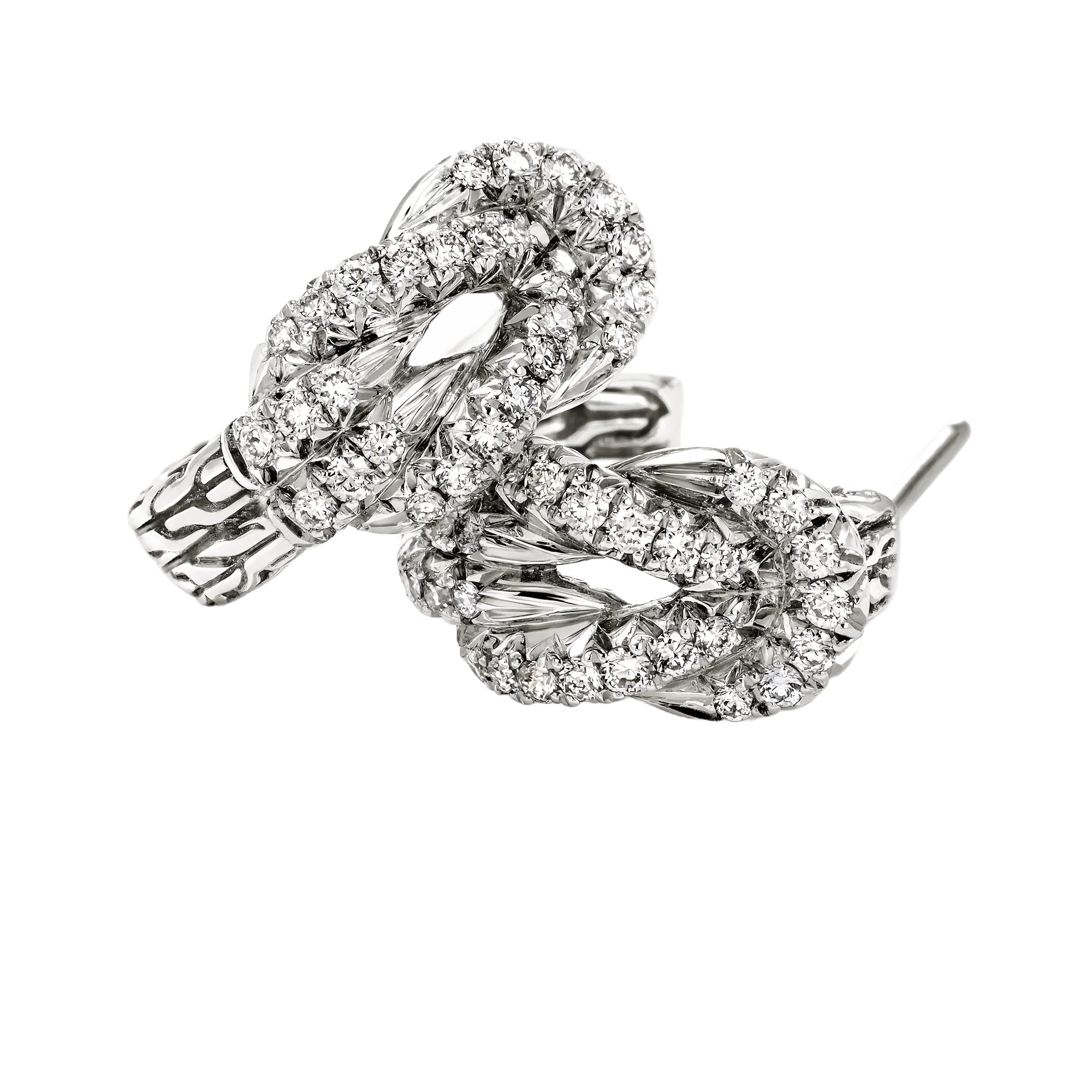 John Hardy Love Knot Sterling Silver Diamond Hoop Earrings, 13mm