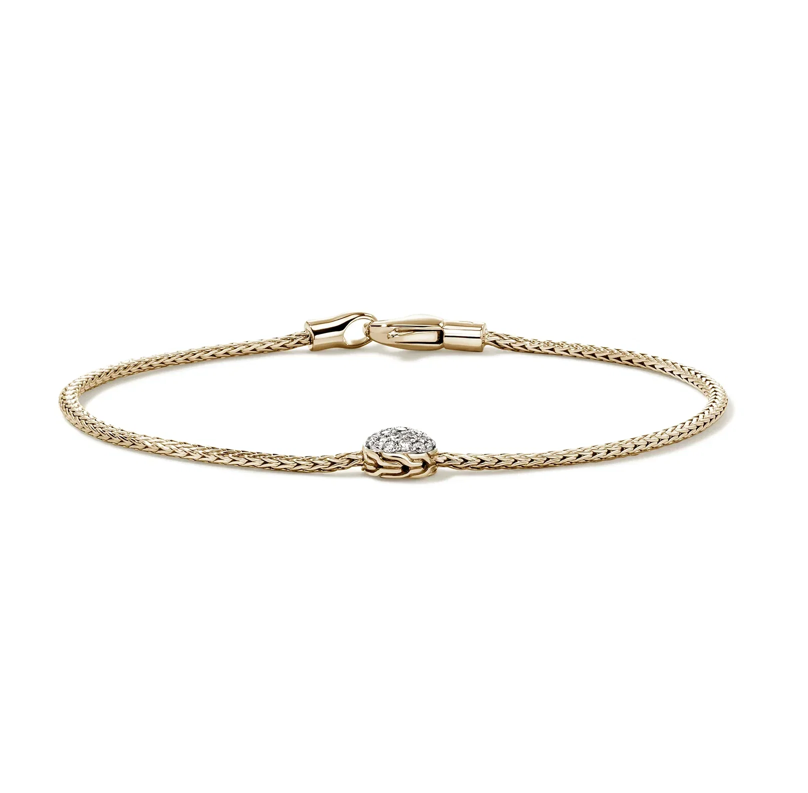 John Hardy Essentials Yellow Gold Pavé Diamond Bracelet