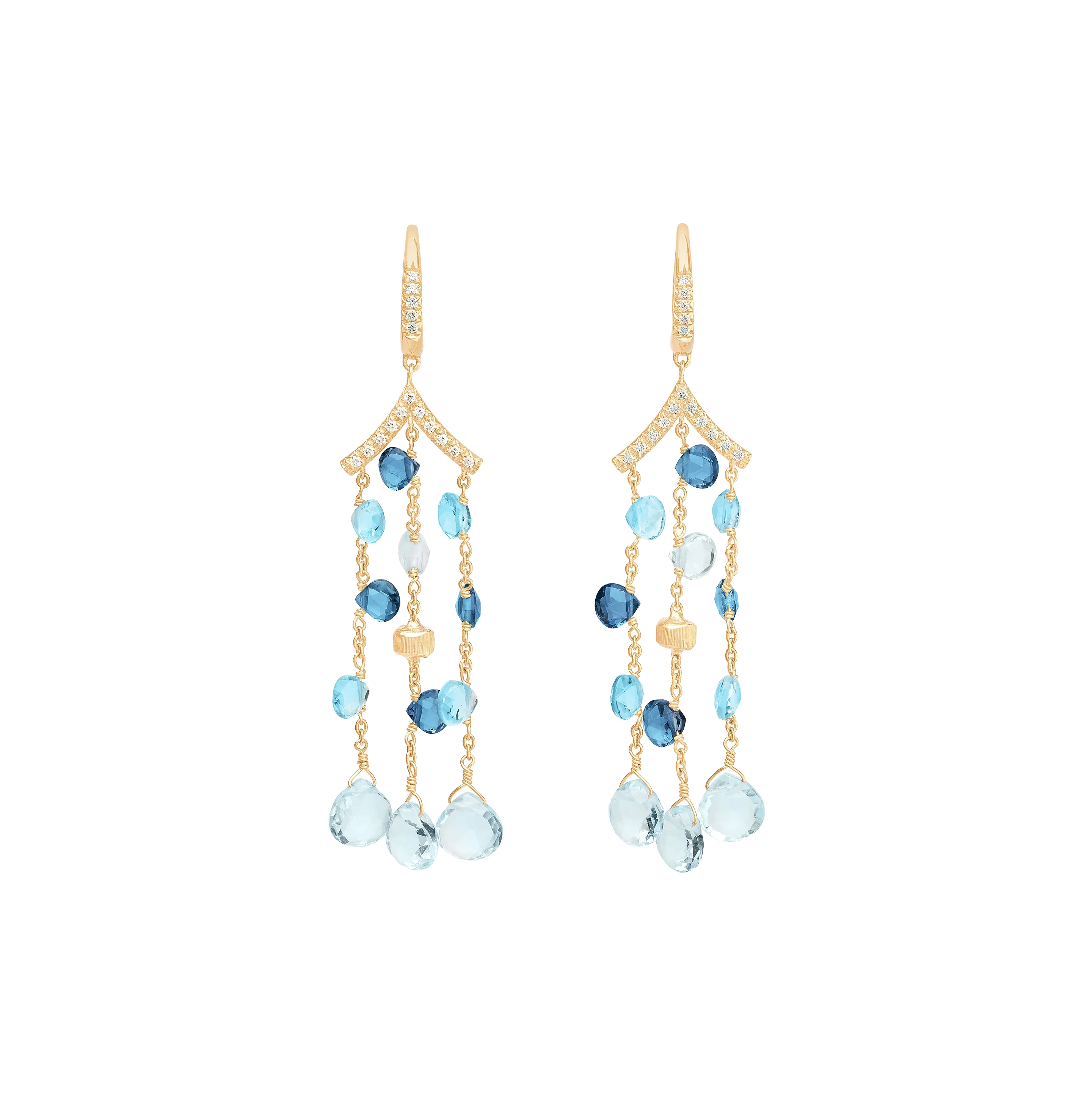 Marco Bicego Paradise Blue Topaz and London Blue Topaz Chandelier Earrings