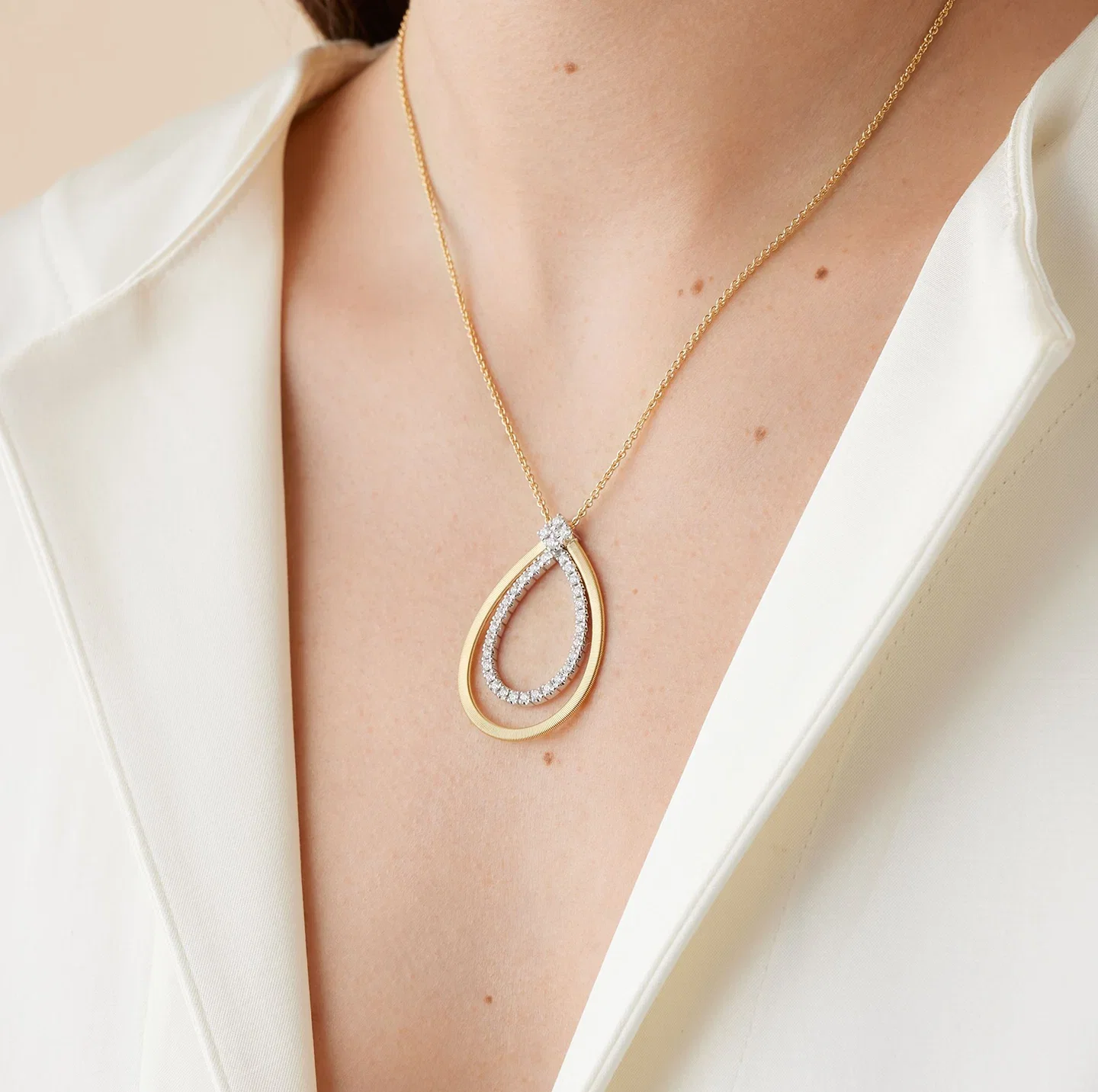 Marco Bicego Masai Mixed Metals Necklace with Diamond Pendant