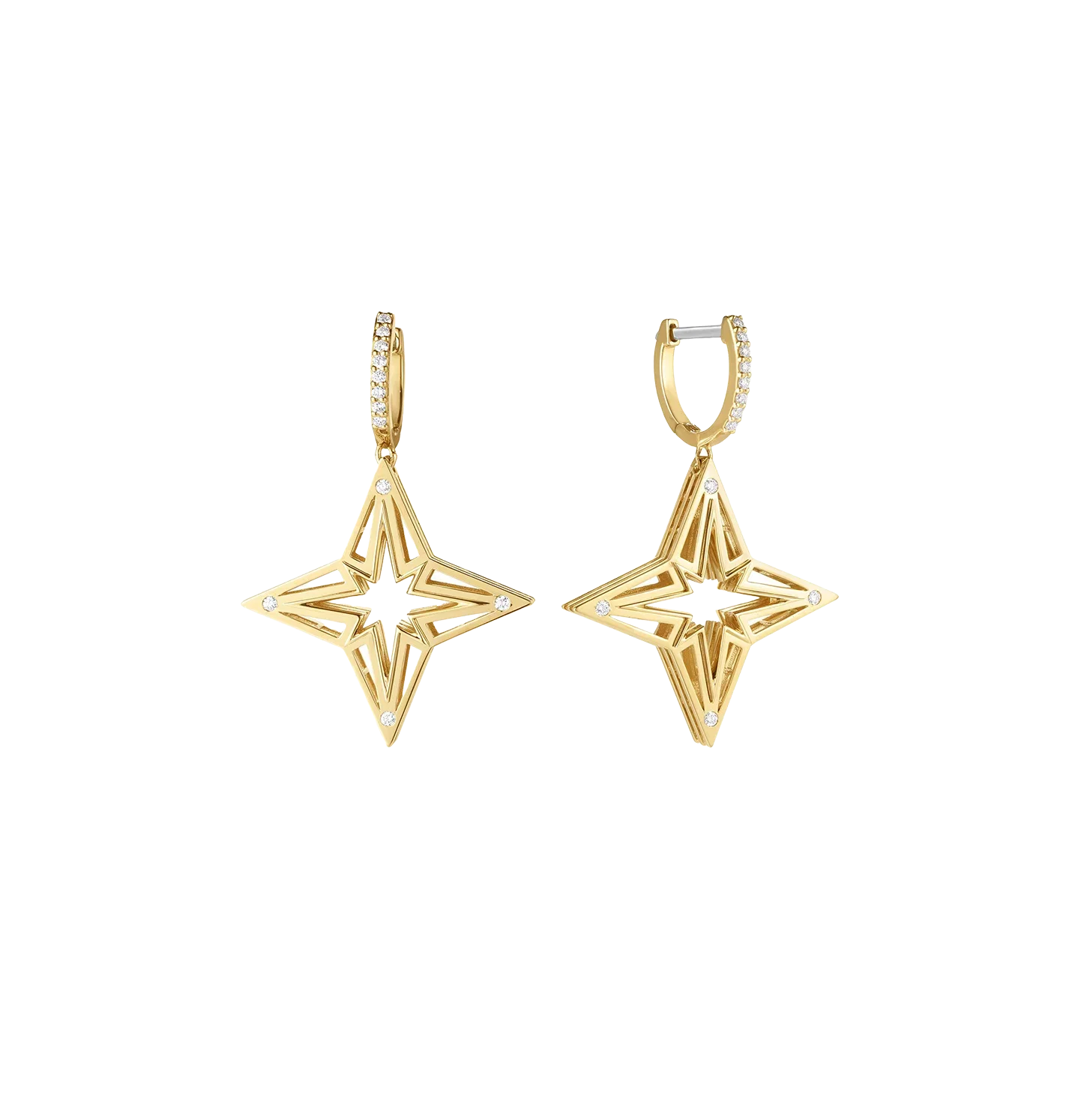 Roberto Coin Princess Star Yellow Gold Star Dangle Earrings