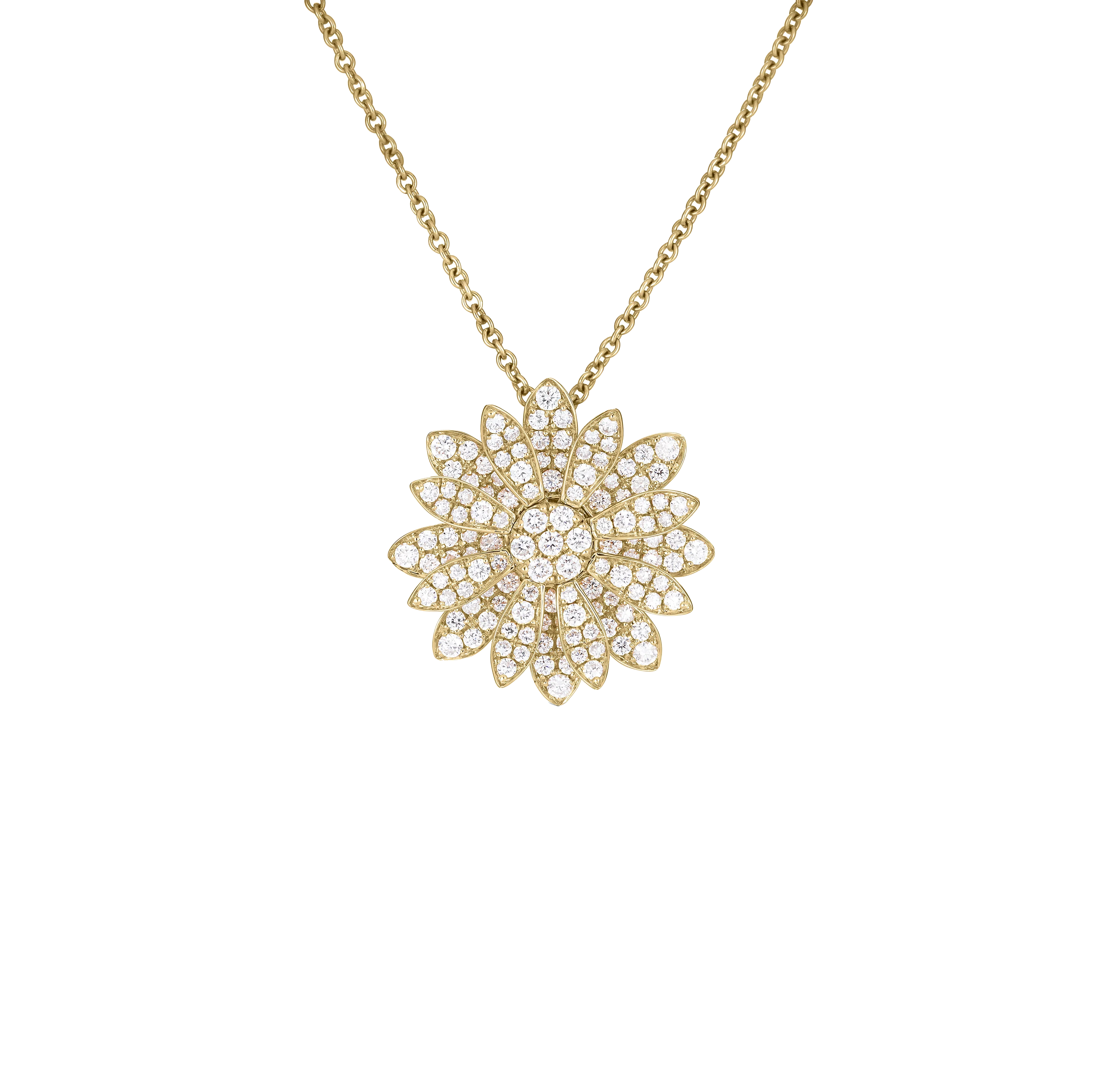 Roberto Coin Margherita Yellow Gold Diamond Flower Necklace