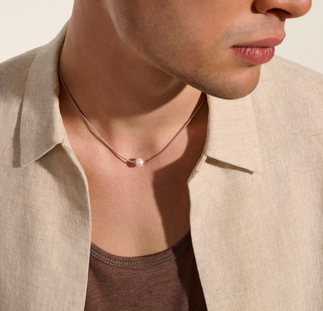 John Hardy Essentials Sterling Silver Chain Necklace with Pearl Accent
