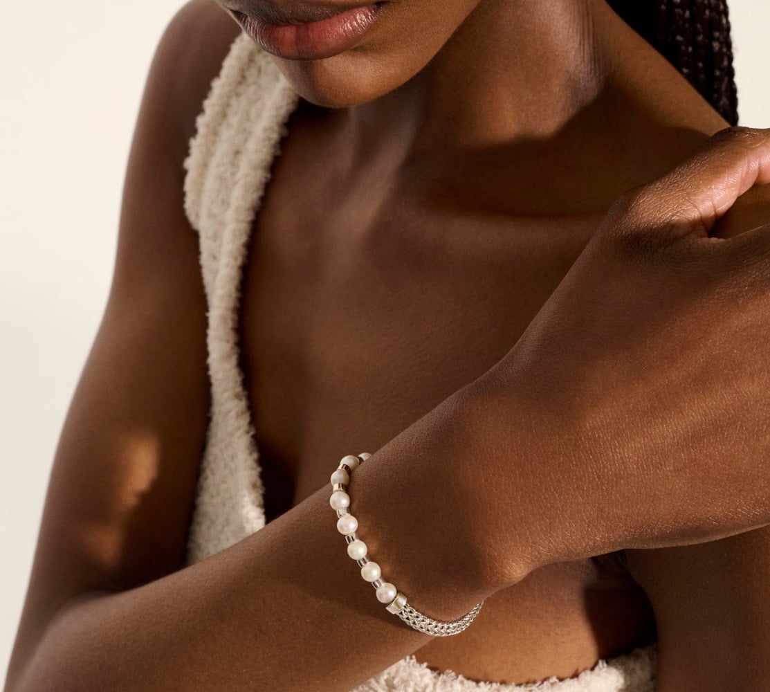 John Hardy Essentials Sterling Silver Pearl Station Bracelet